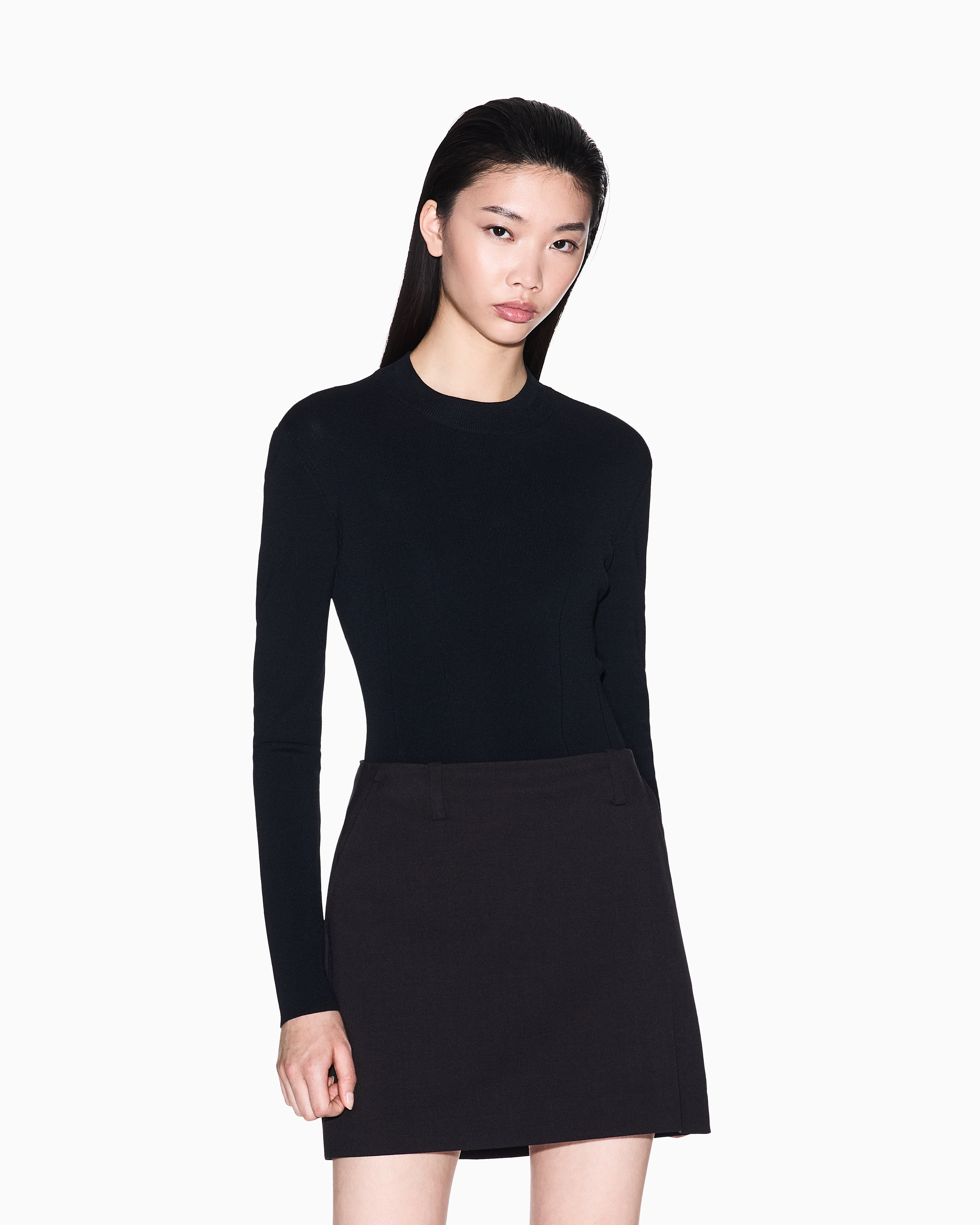 Armani Exchange - Wide rib sweater, Woman, Black, Size: