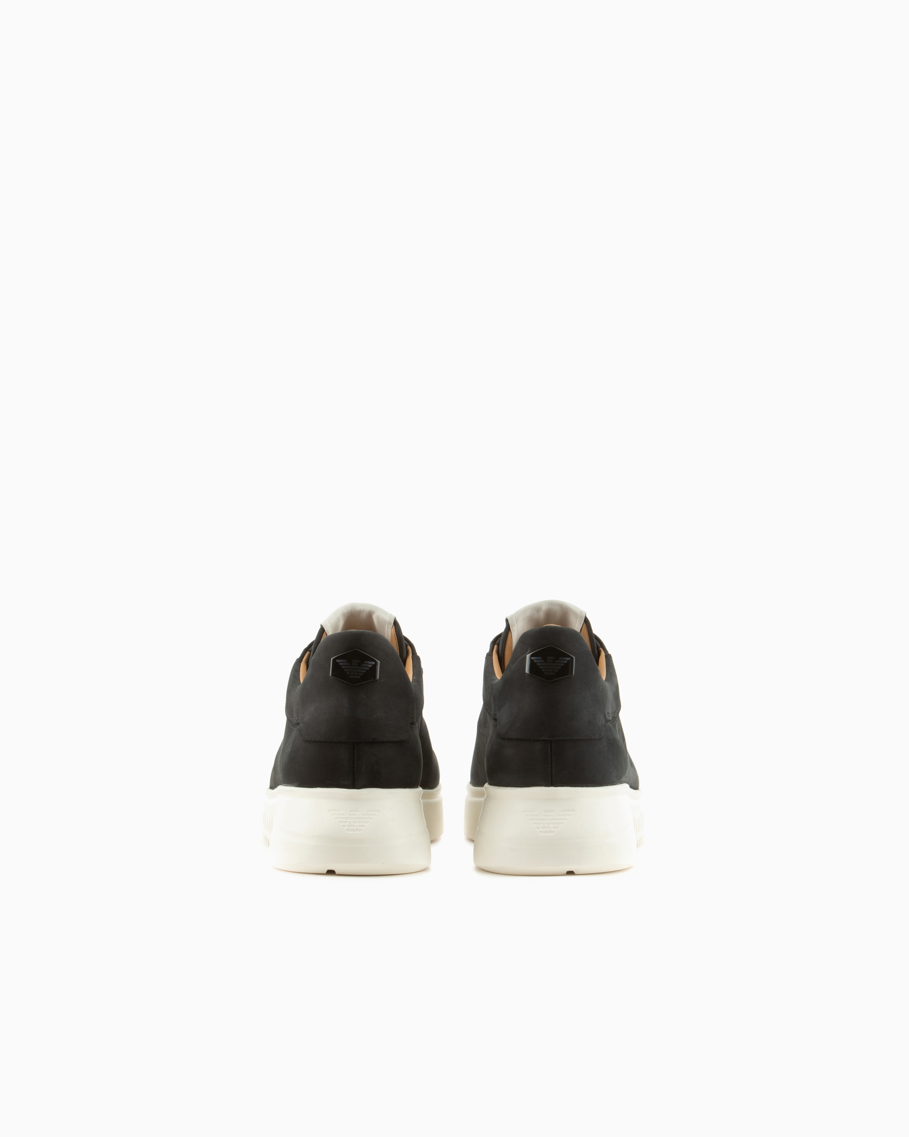 Emporio Armani - Nubuck sneakers with knurled soles, Man, Black, Size: