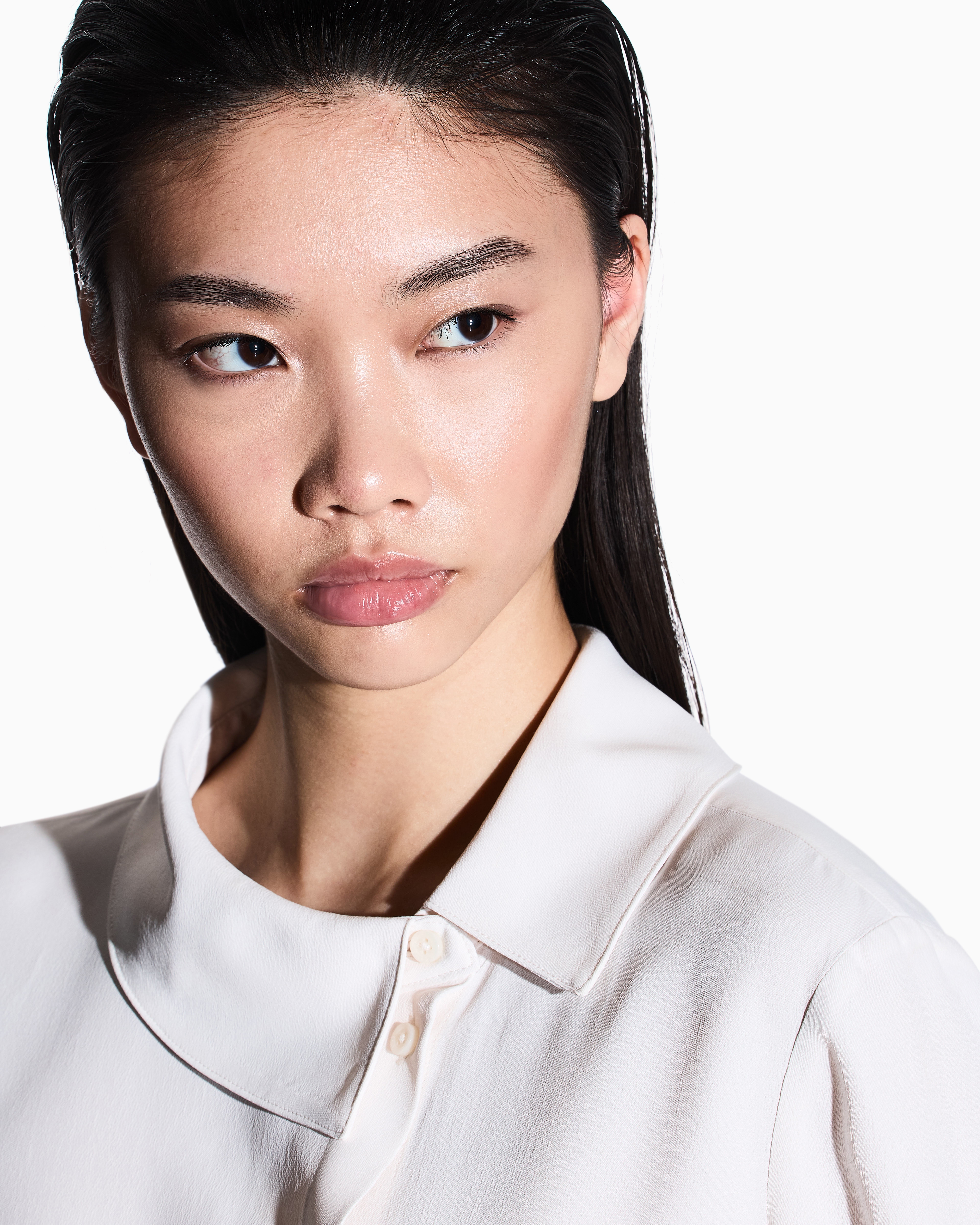 Armani Exchange - Crepe shirt with asymmetric collar, Woman, White, Size: