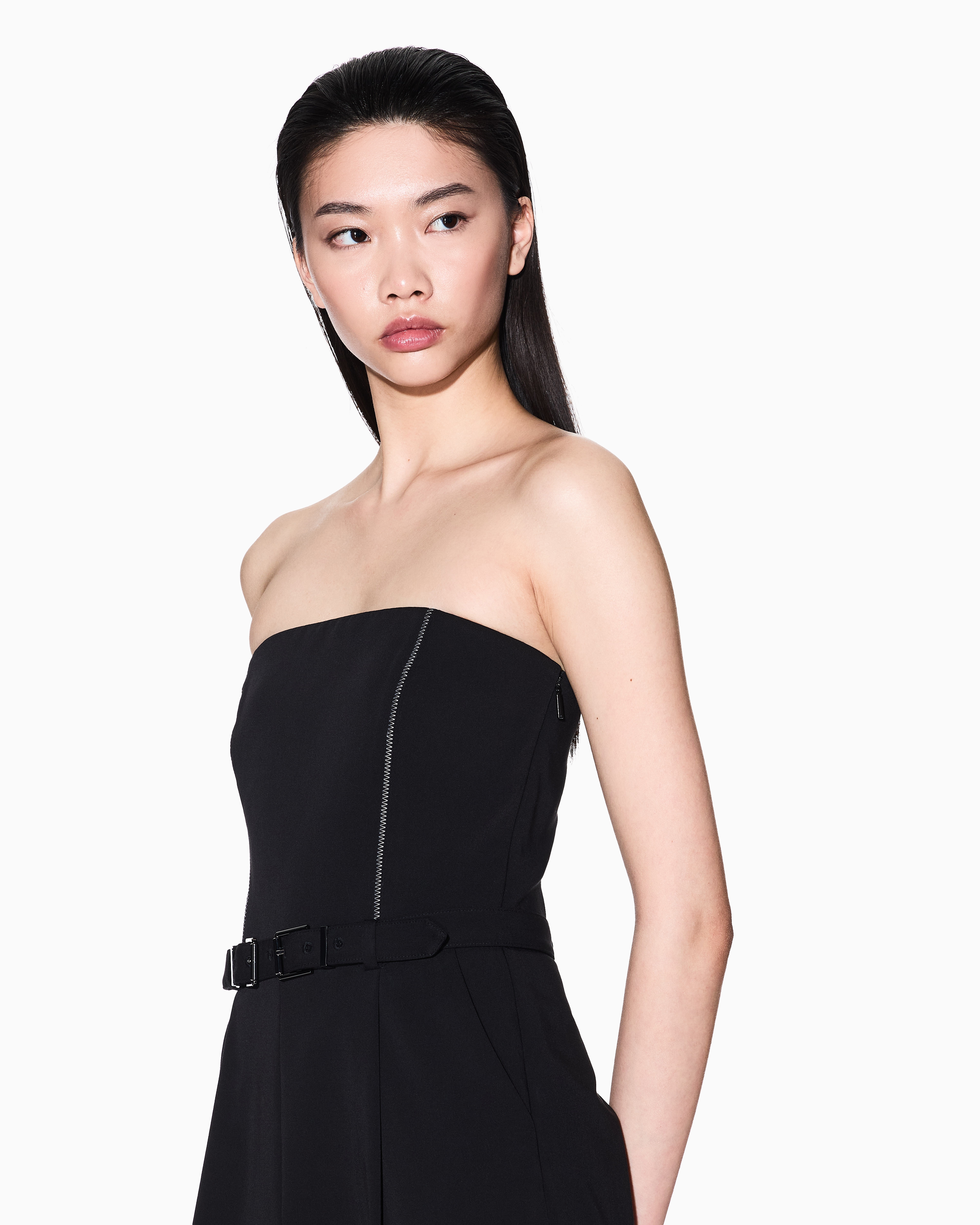 Jumpsuit with pleats and belt