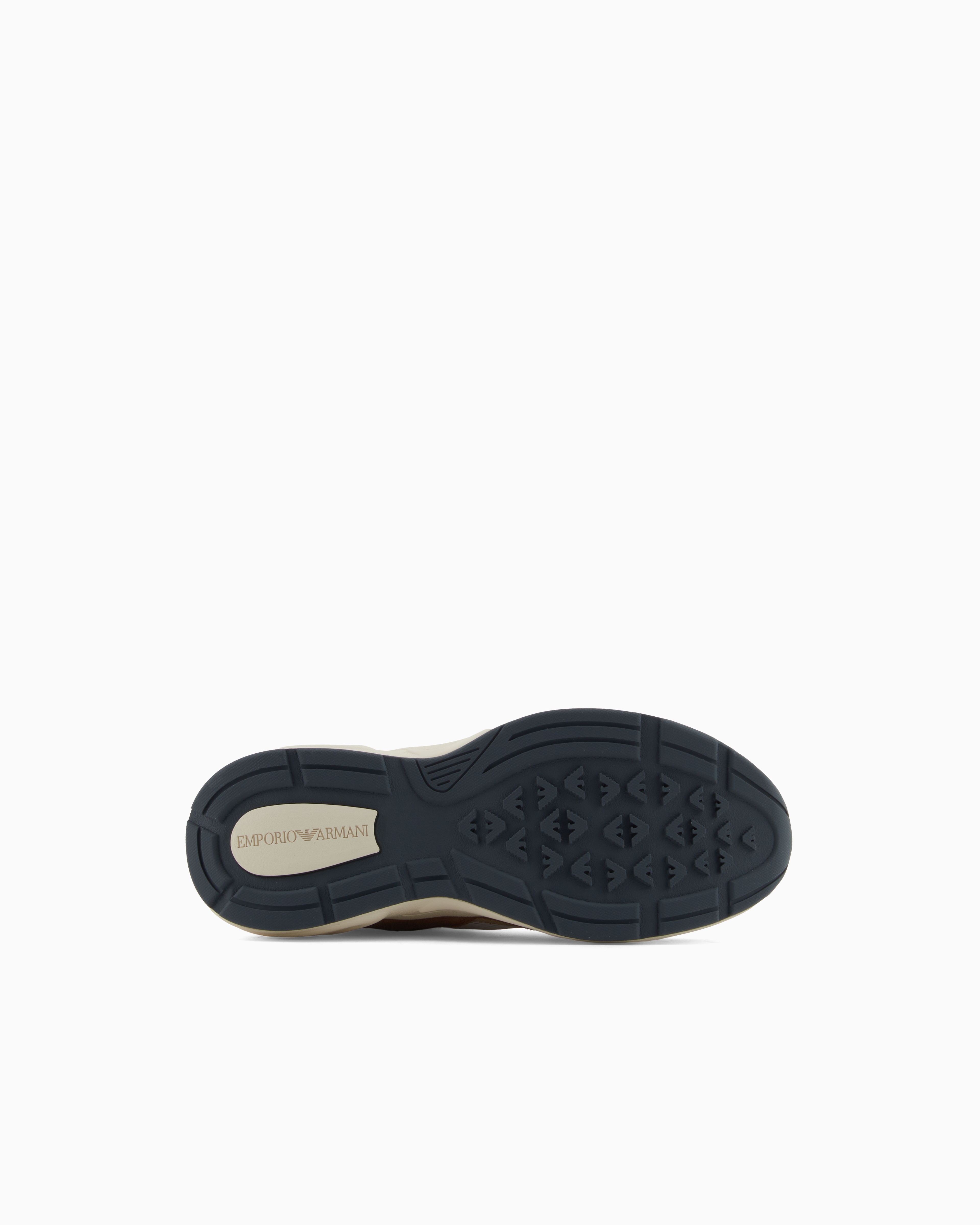 Emporio Armani - Mesh sneakers with suede details and an eagle logo, Woman, Beige, Size: