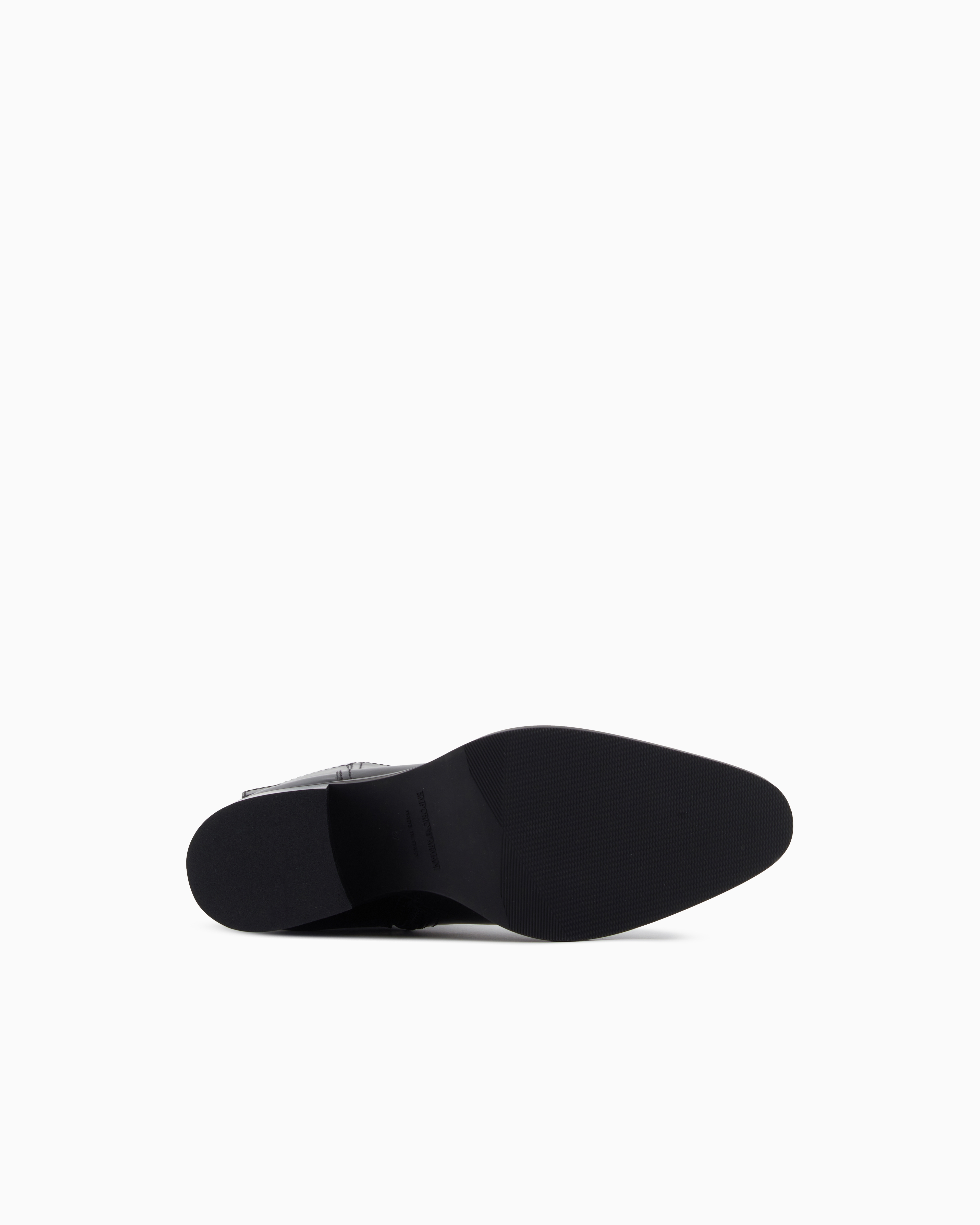 Emporio Armani Bottines En Cuir Brossé Avec Bride In Black