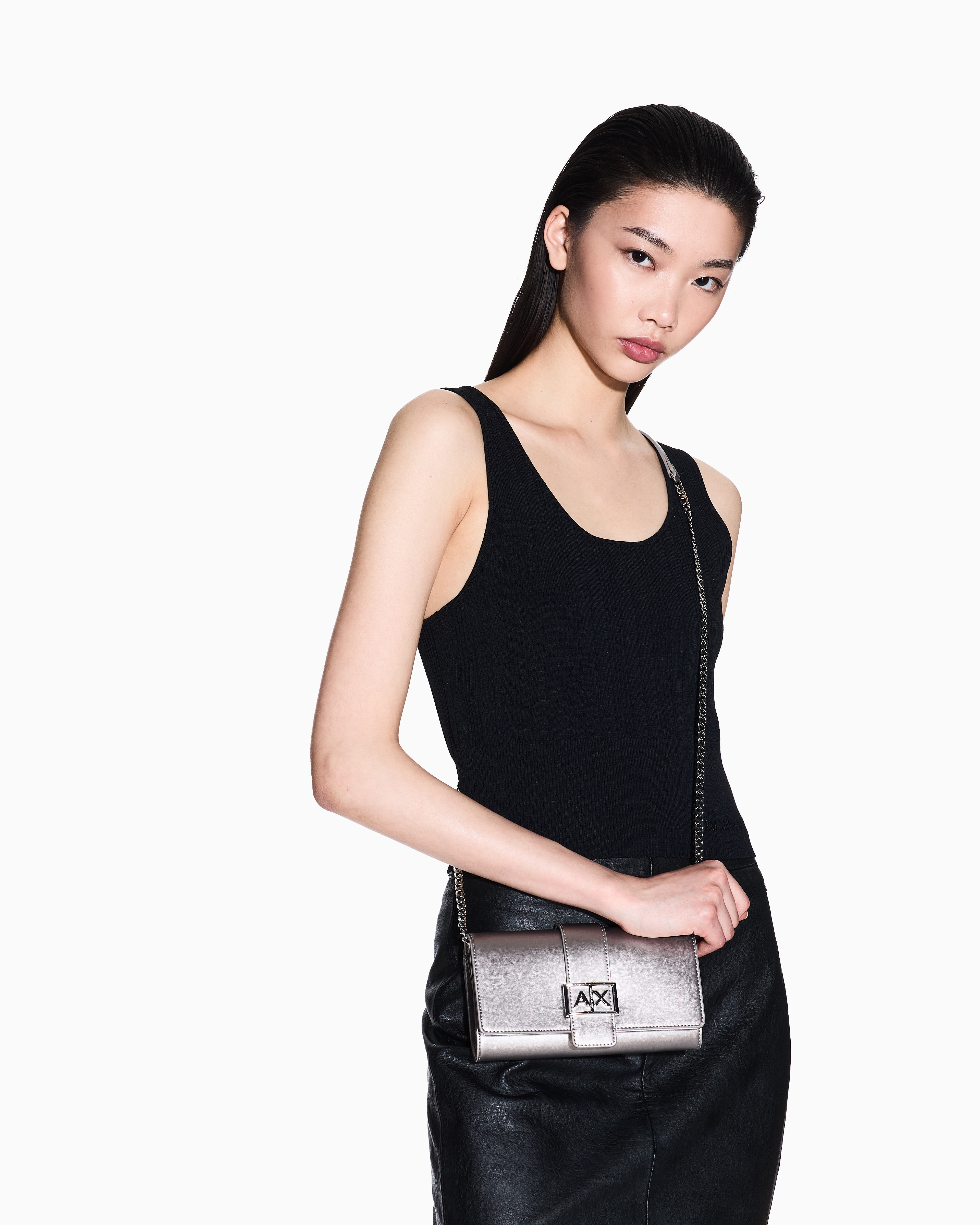 Armani Exchange - Wallet on chain with ASV logo, Woman, Grey, Size: TU