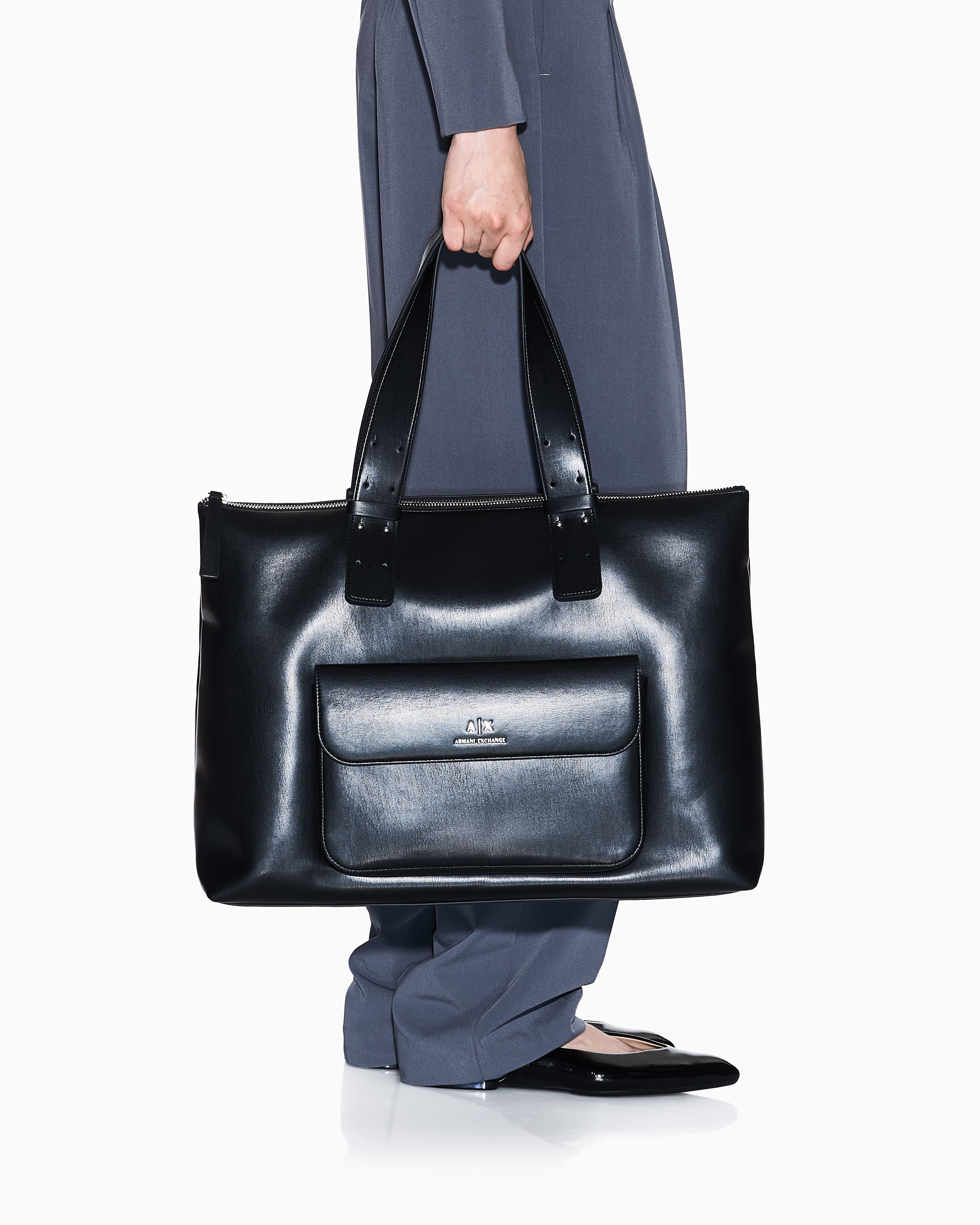 Armani Exchange - Handbag with external pocket, Woman, Black, Size: TU