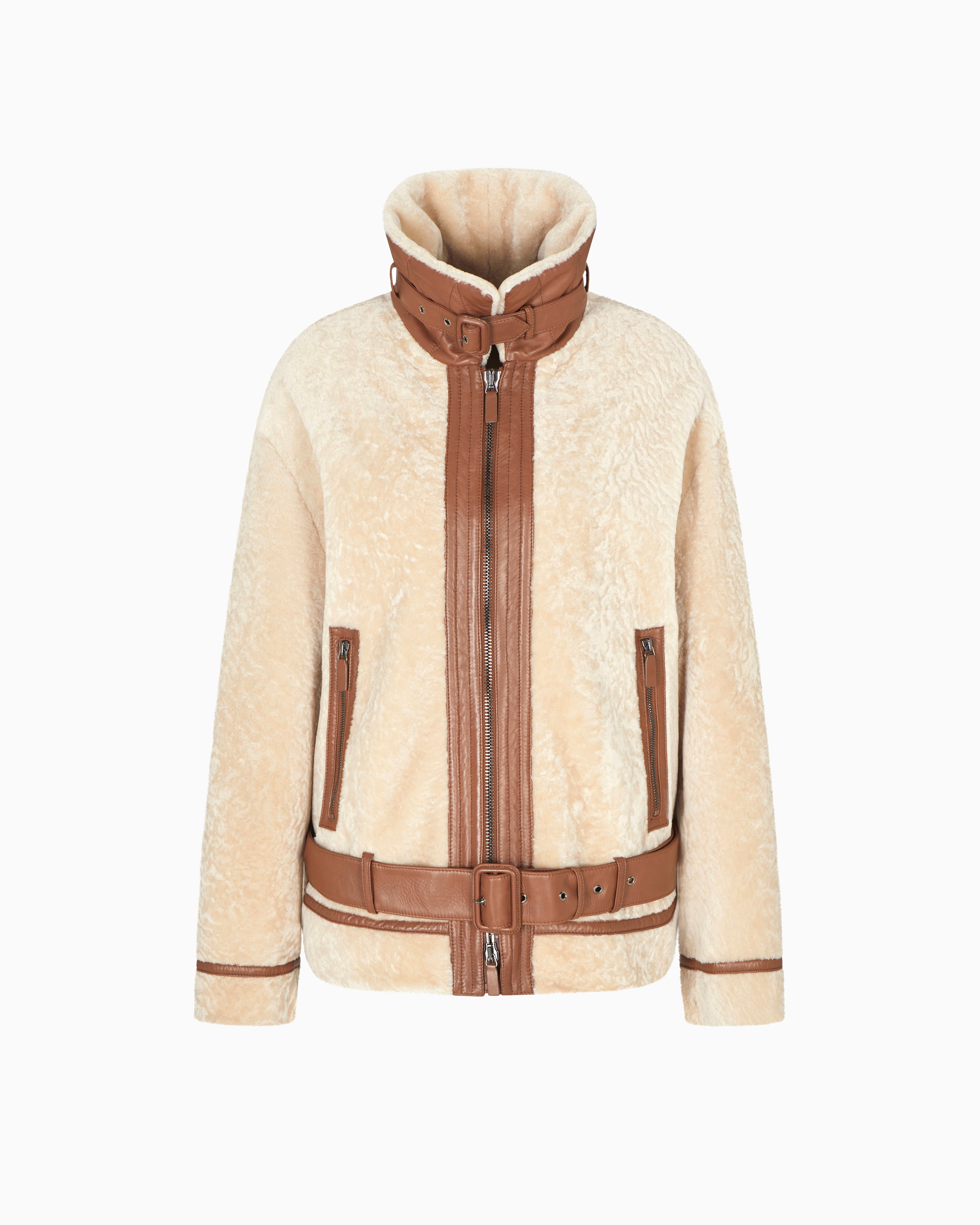 Giorgio Armani Chiara Blouson In Shearling Di Agnello