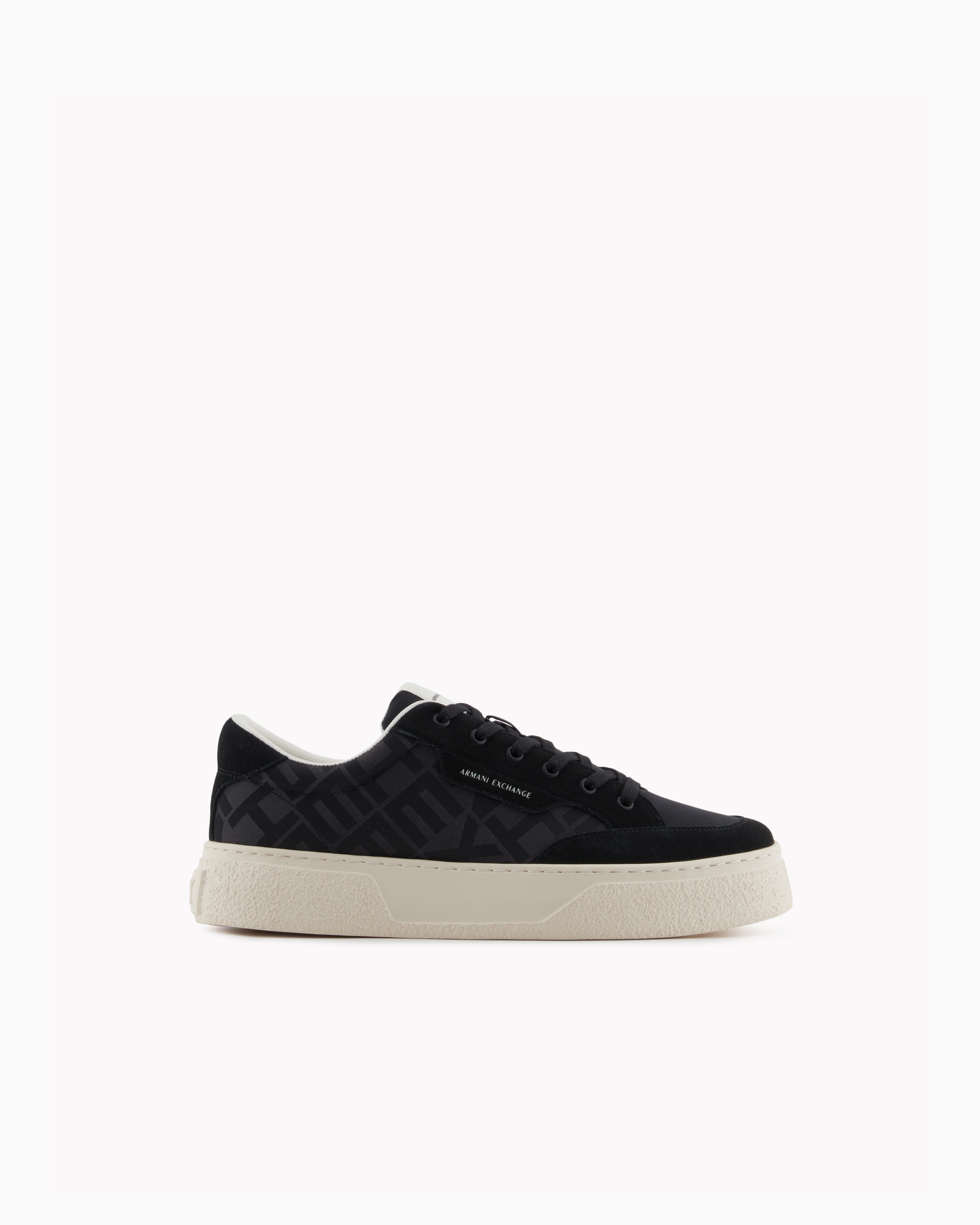 Armani Exchange - Sneakers with allover logo insert, Man, Black, Size: 8M
