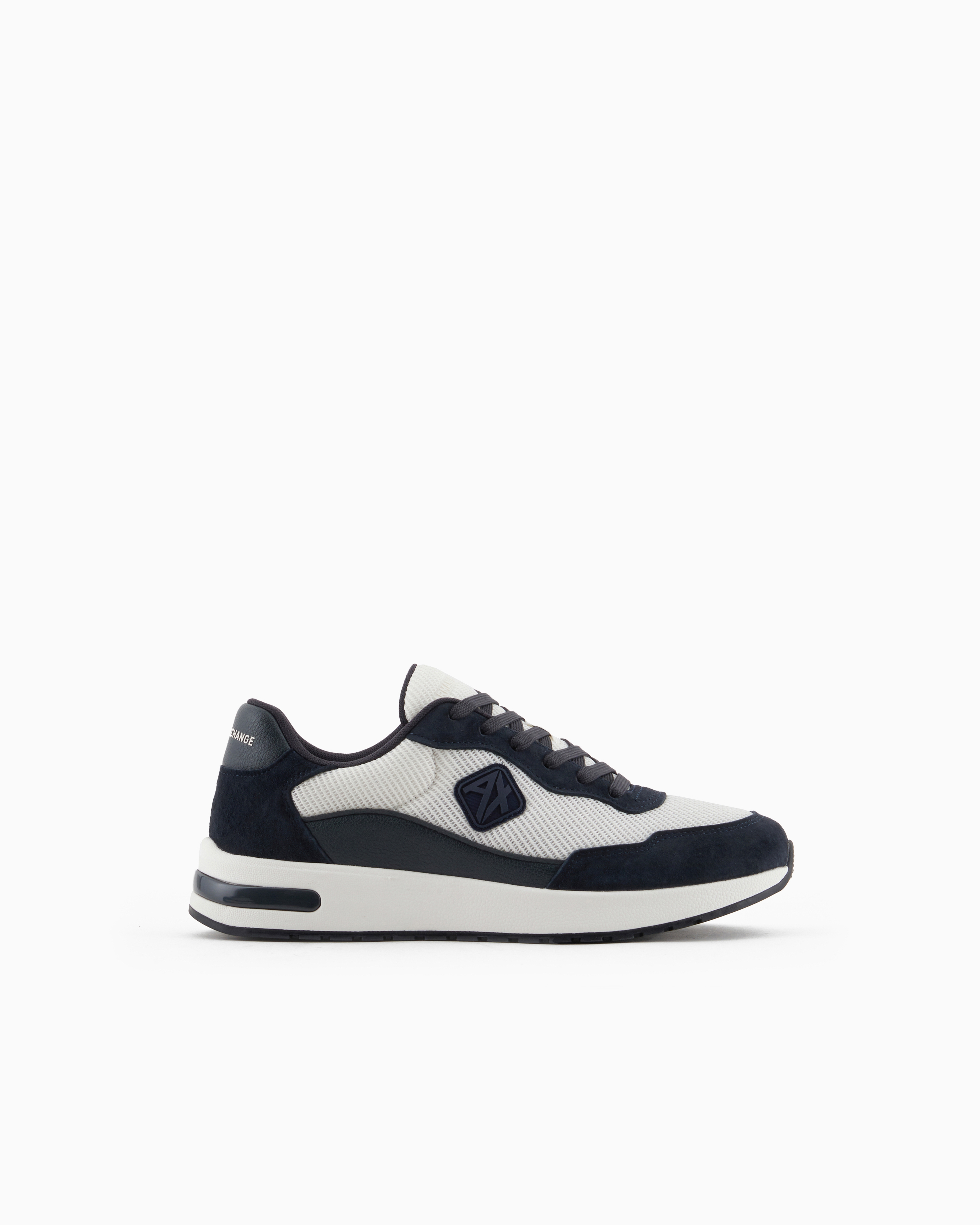 Armani Exchange - Mesh sneakers with rubber logo, Man, Navy Blue, Size: