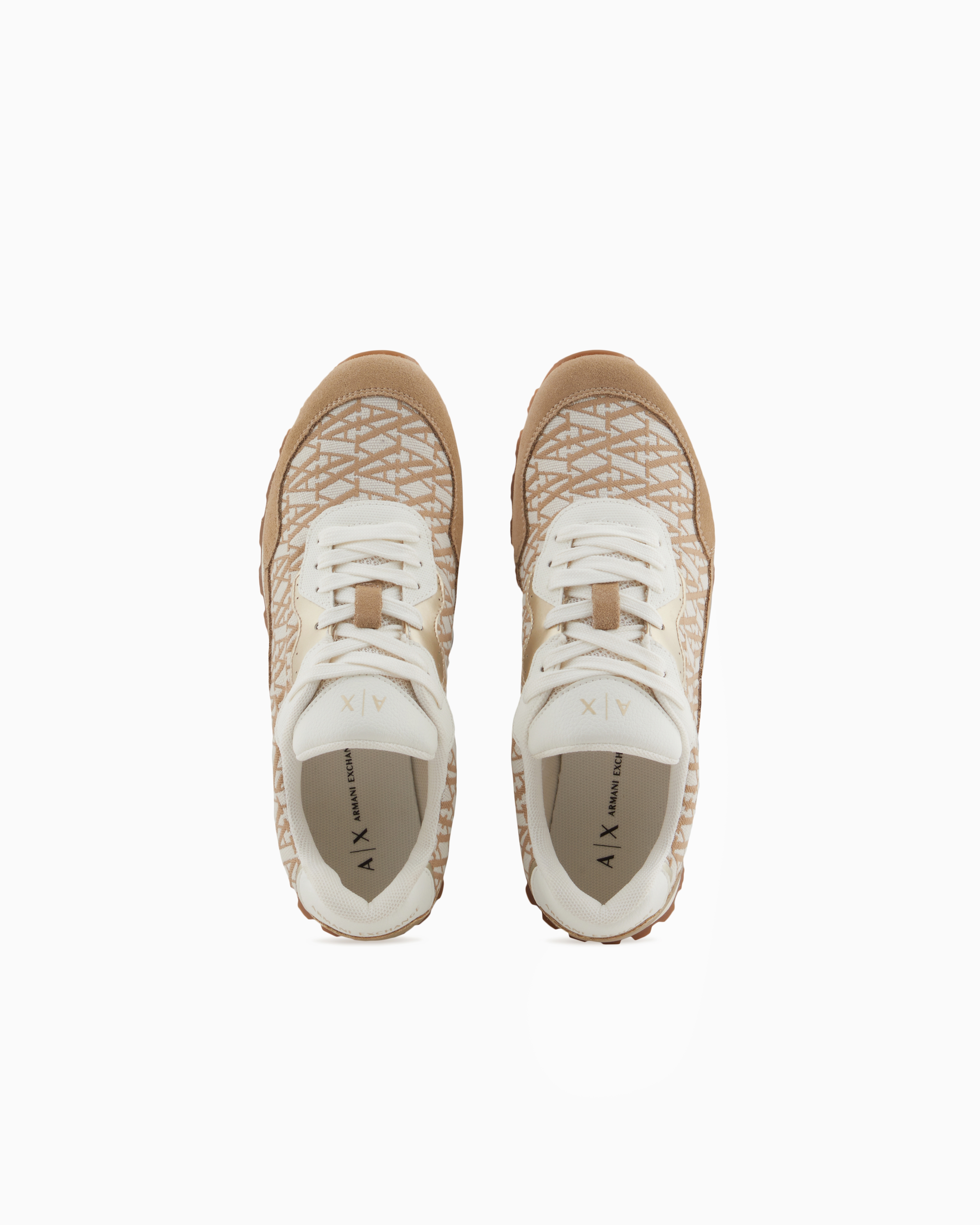 Sneakers with allover logo inserts