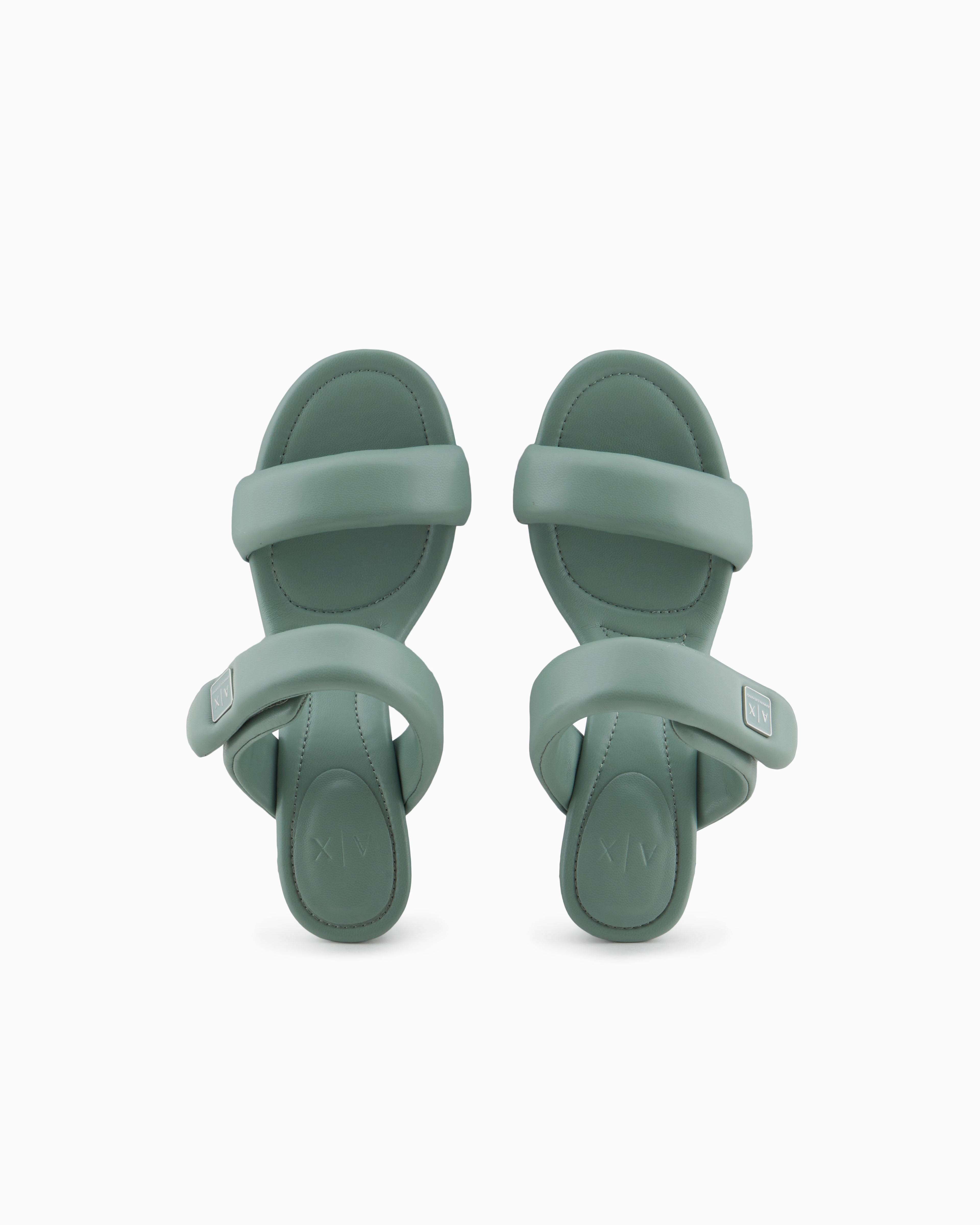 Armani Exchange - Heeled sandals with two straps, Woman, Green, Size: 35