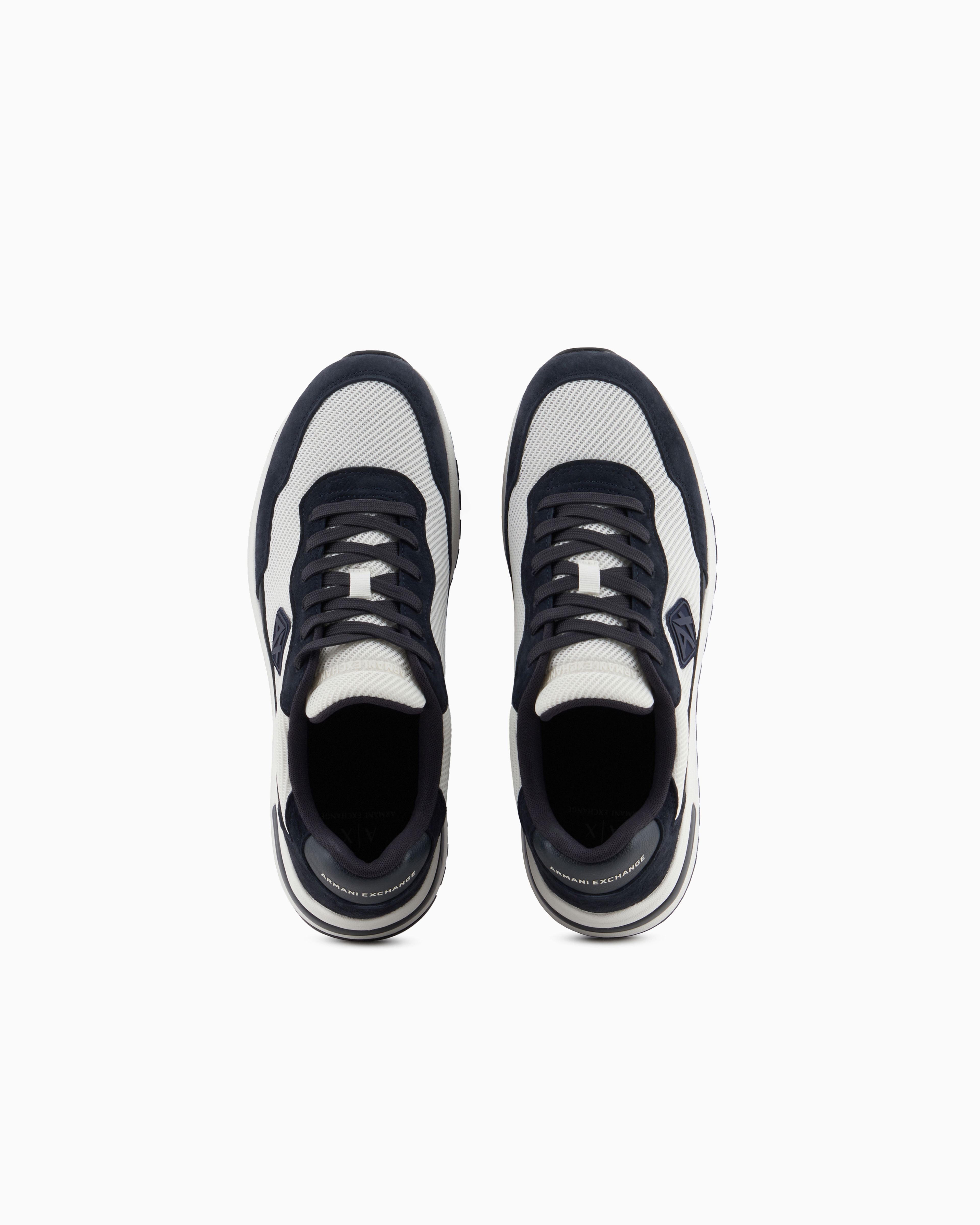 Armani Exchange - Mesh sneakers with rubber logo, Man, Navy Blue, Size: