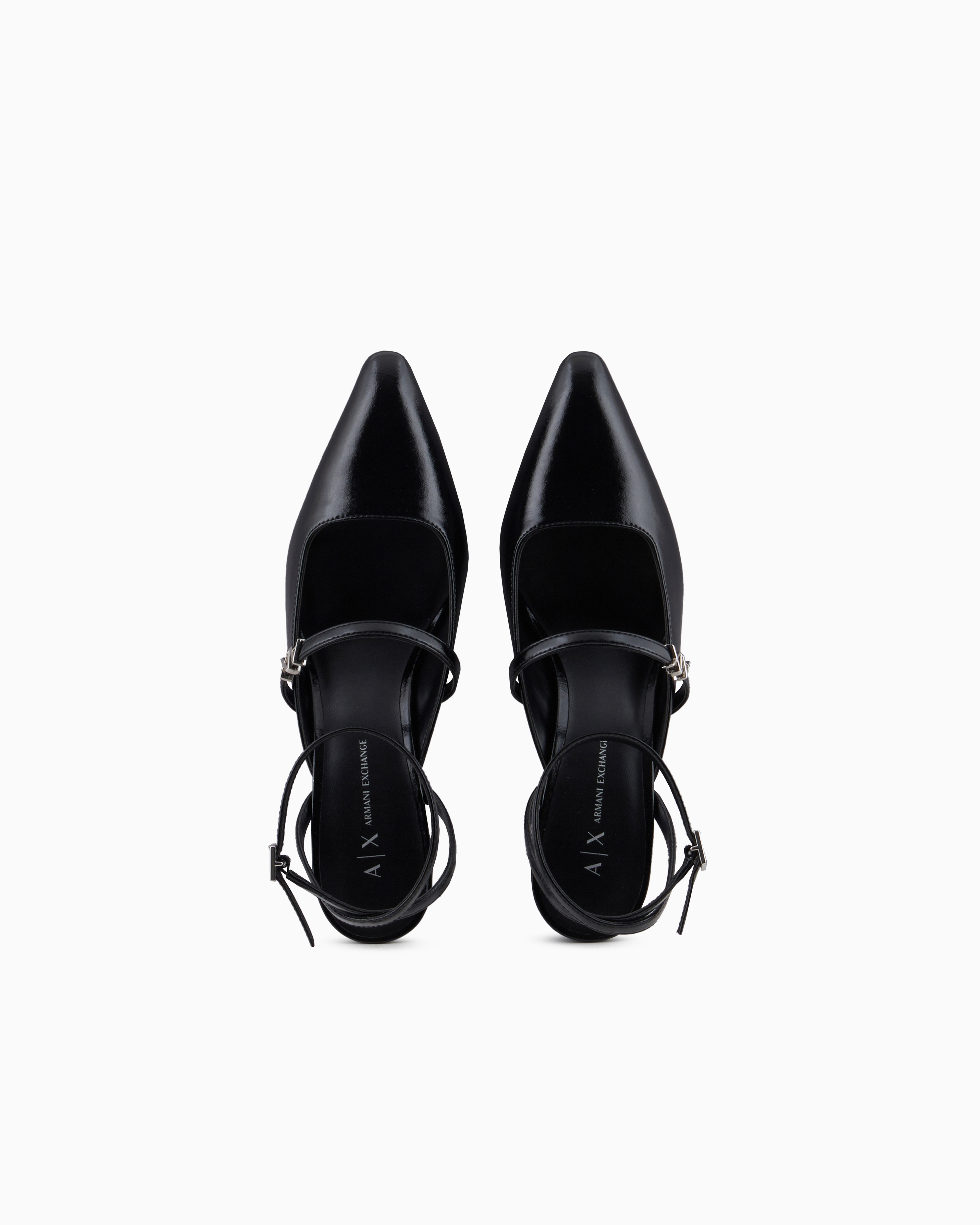 Patent leather slingback pumps