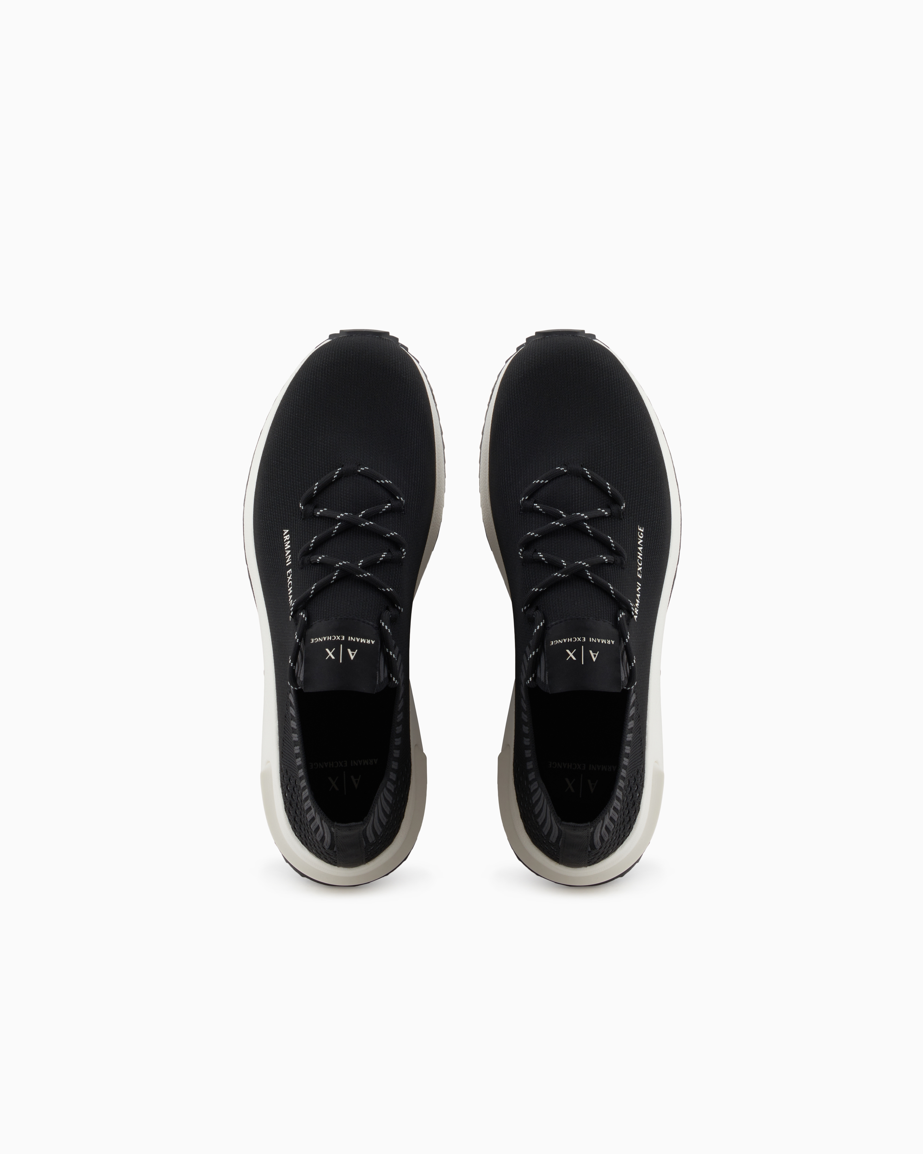 Armani Exchange - Mesh Sock Sneakers, Man, Black, Size: