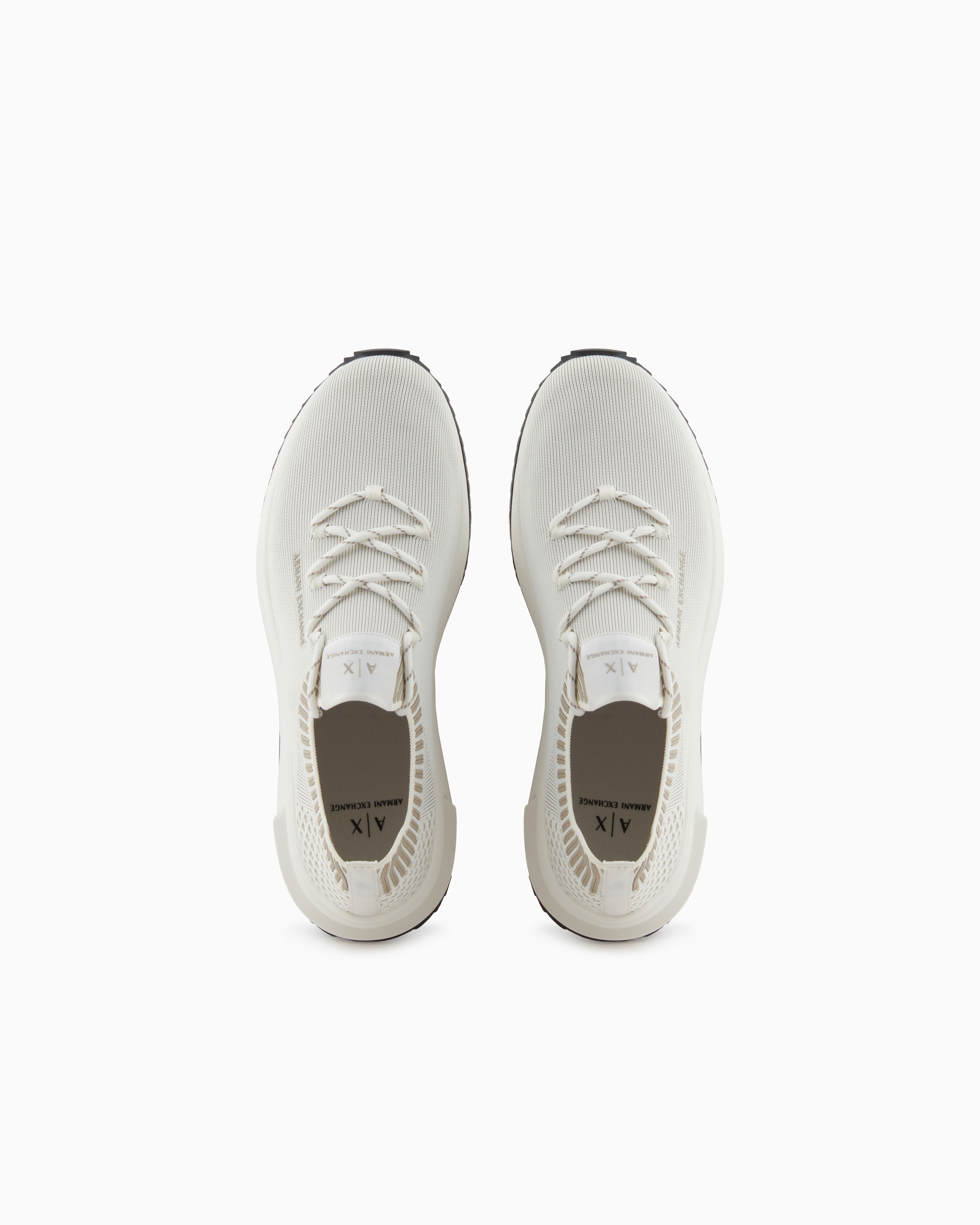 Armani Exchange - Mesh Sock Sneakers, Man, White, Size: 9M