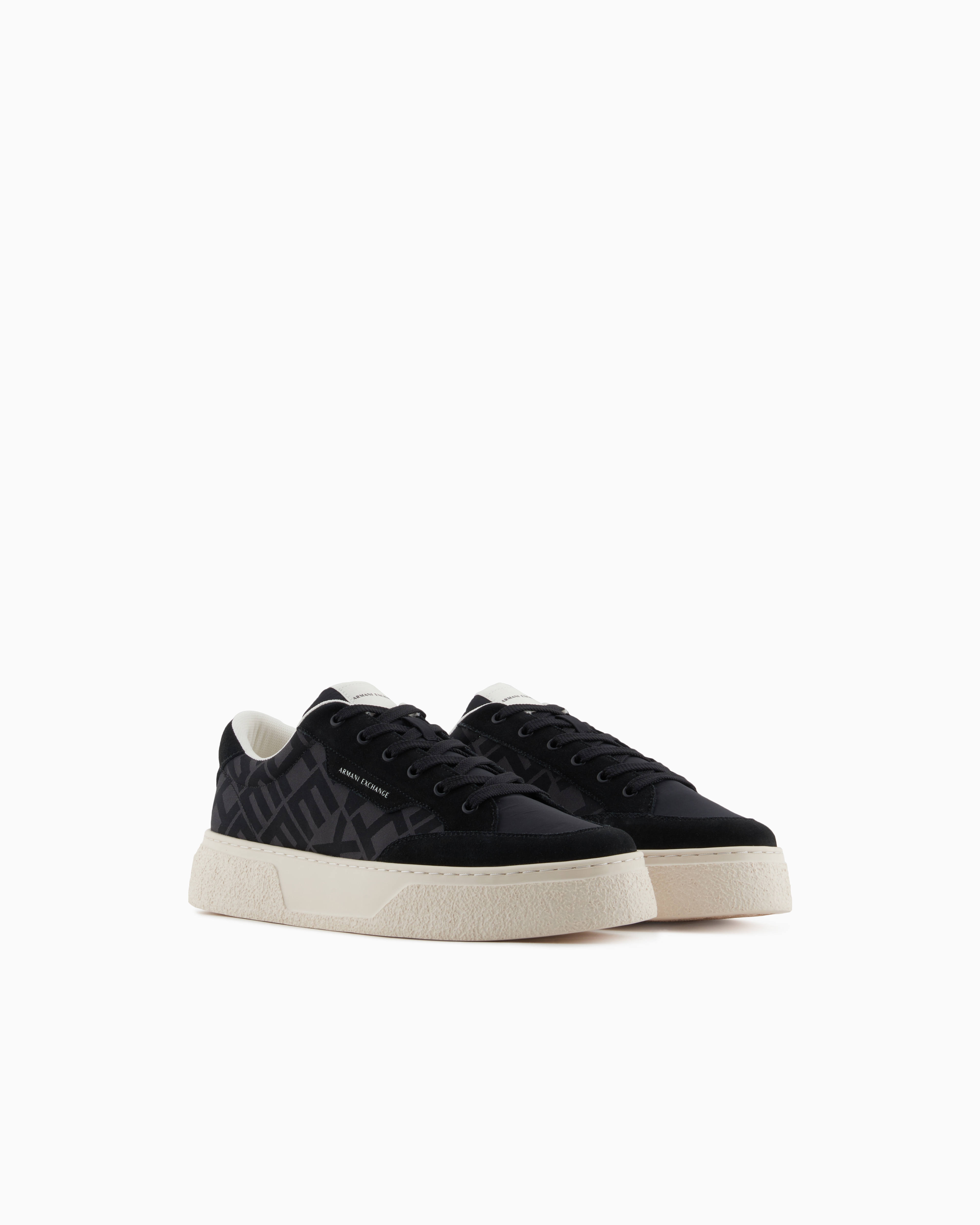 Armani Exchange - Sneakers with allover logo insert, Man, Black, Size: 8M