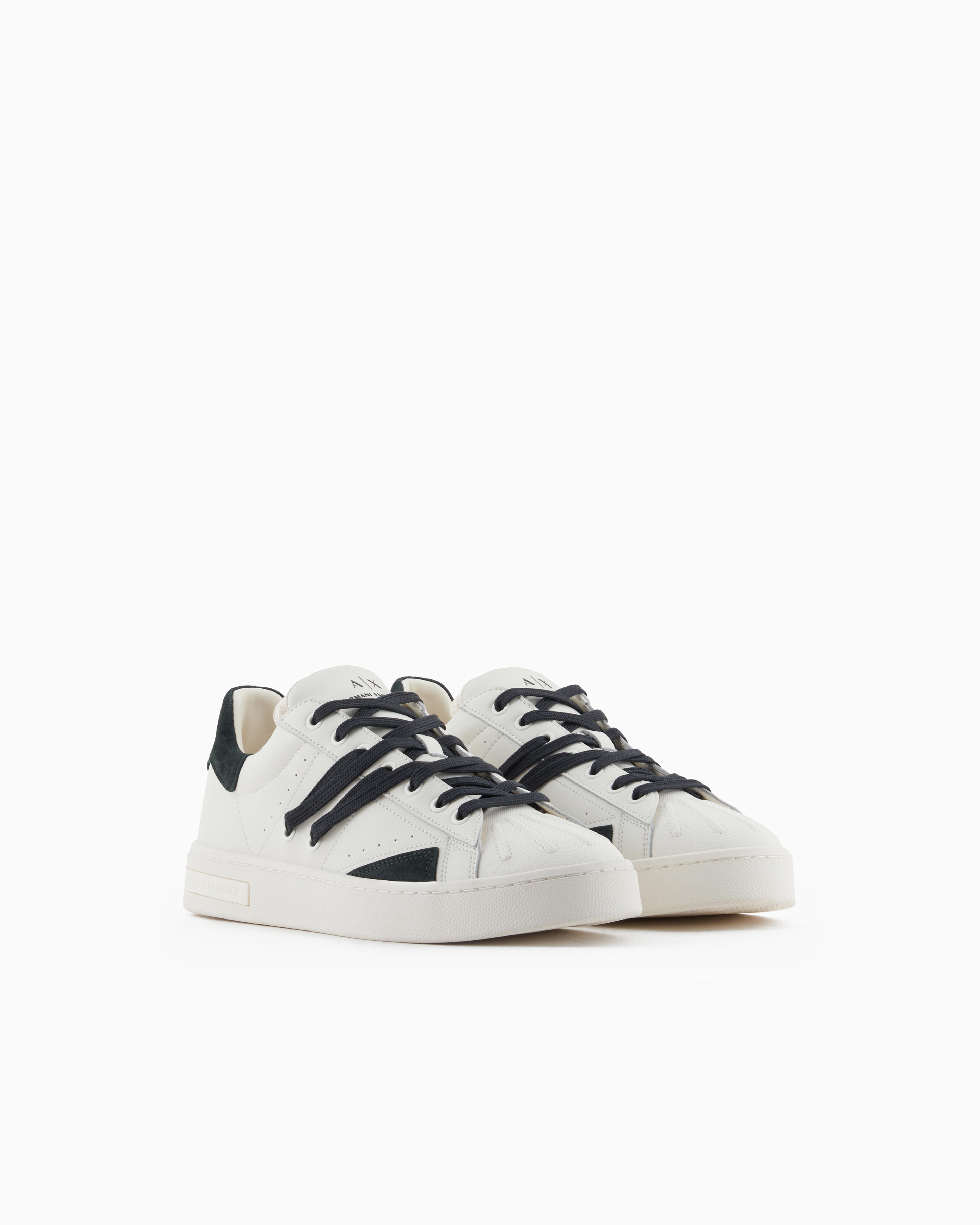 Armani Exchange - Sneakers in eco-leather with contrasting laces, Man, Green, Size: 6