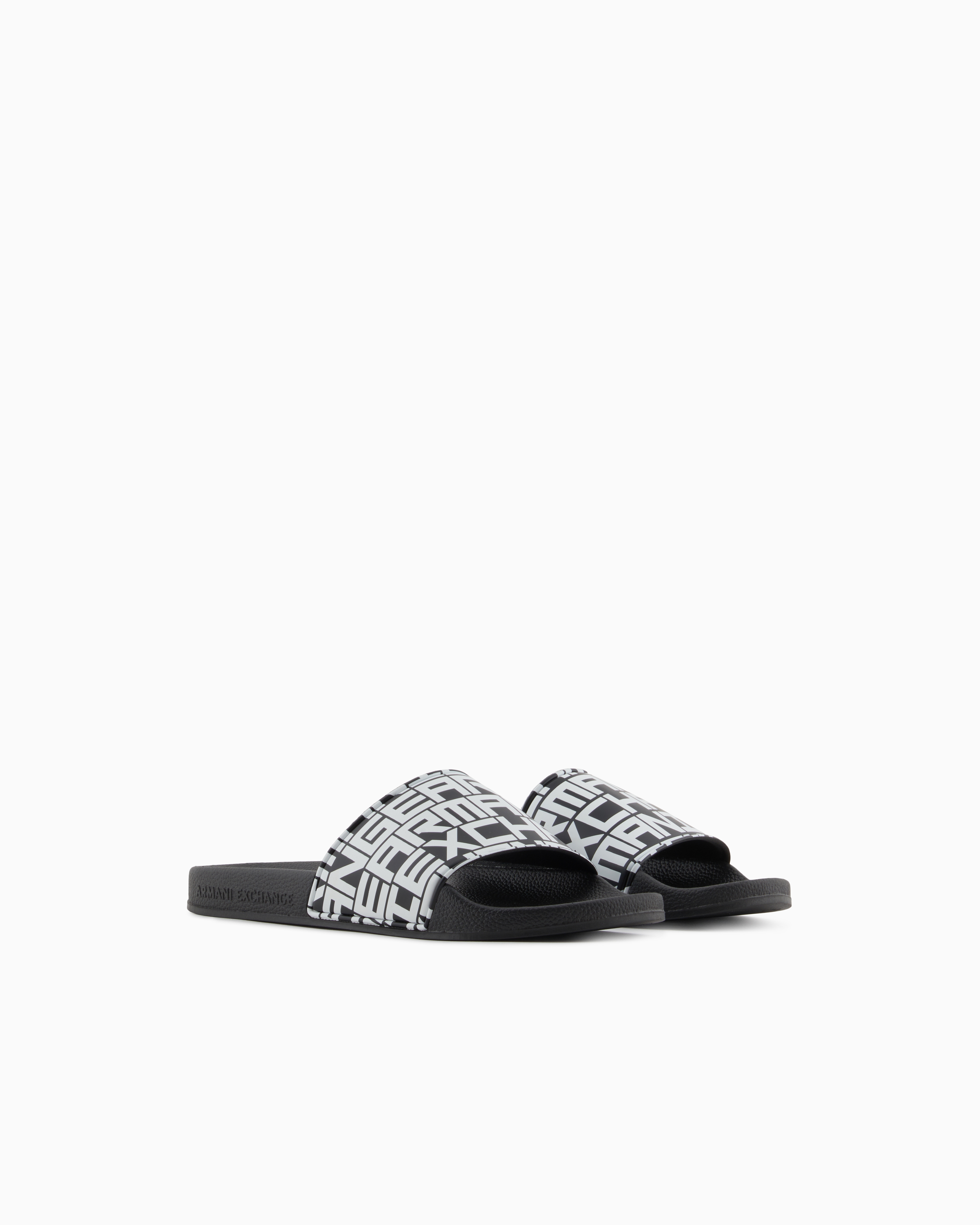 Armani Exchange - Slippers with logo band, Man, Black, Size: 41