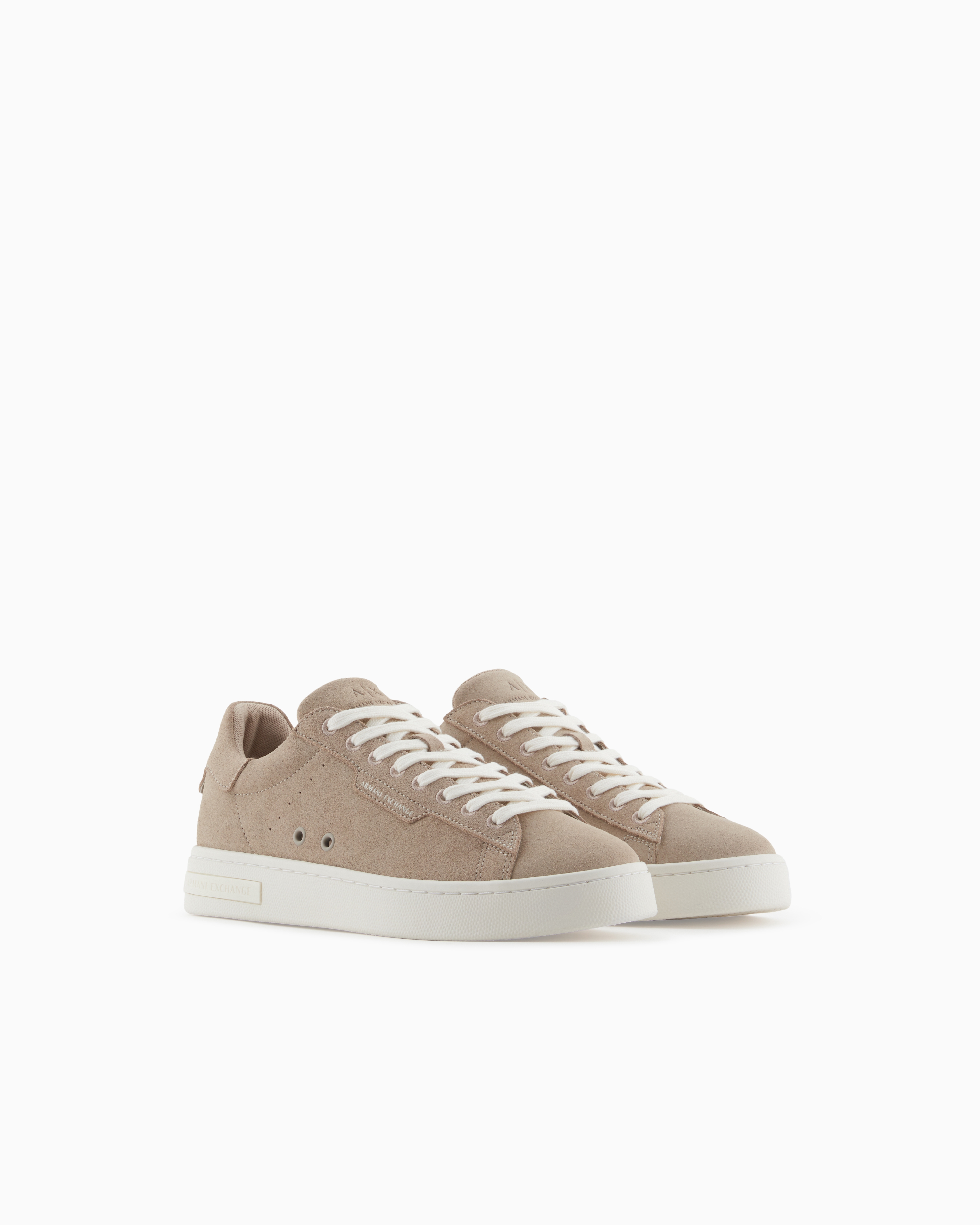 Armani Exchange - Leather sneakers with logo, Man, Brown, Size: