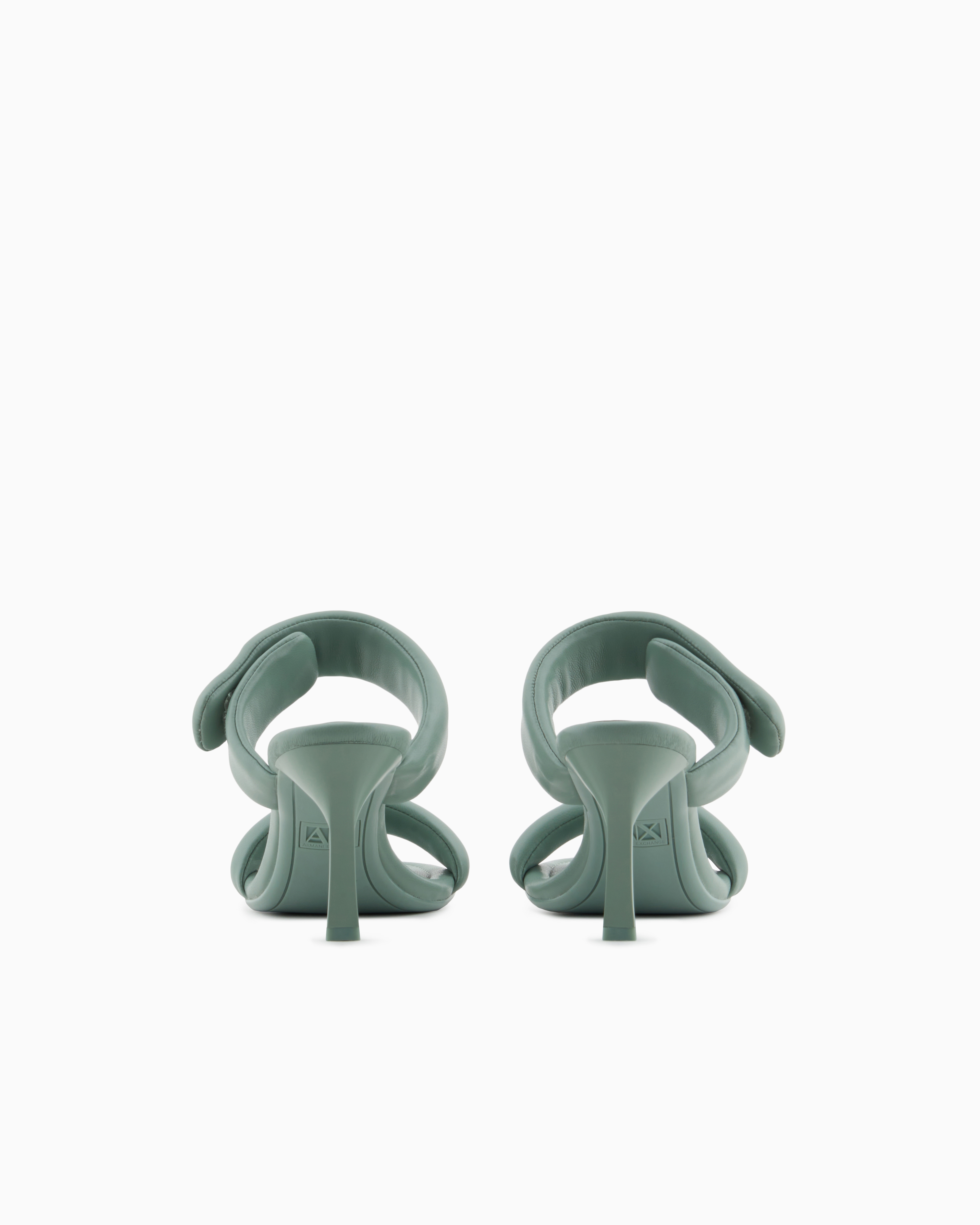 Armani Exchange - Heeled sandals with two straps, Woman, Green, Size: 35