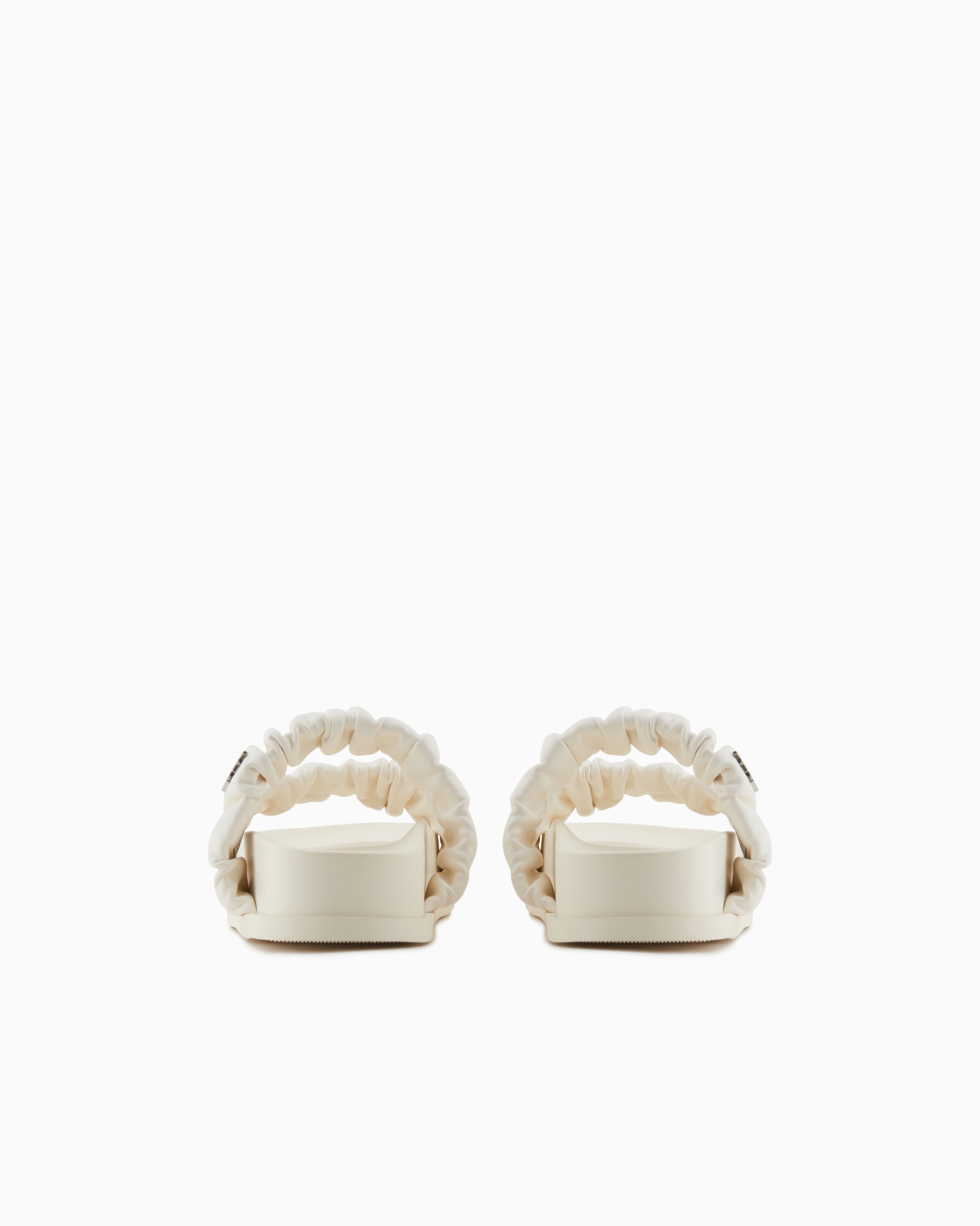 Armani Exchange - Sandals with two bands in gathered fabric, Woman, White, Size: 36M