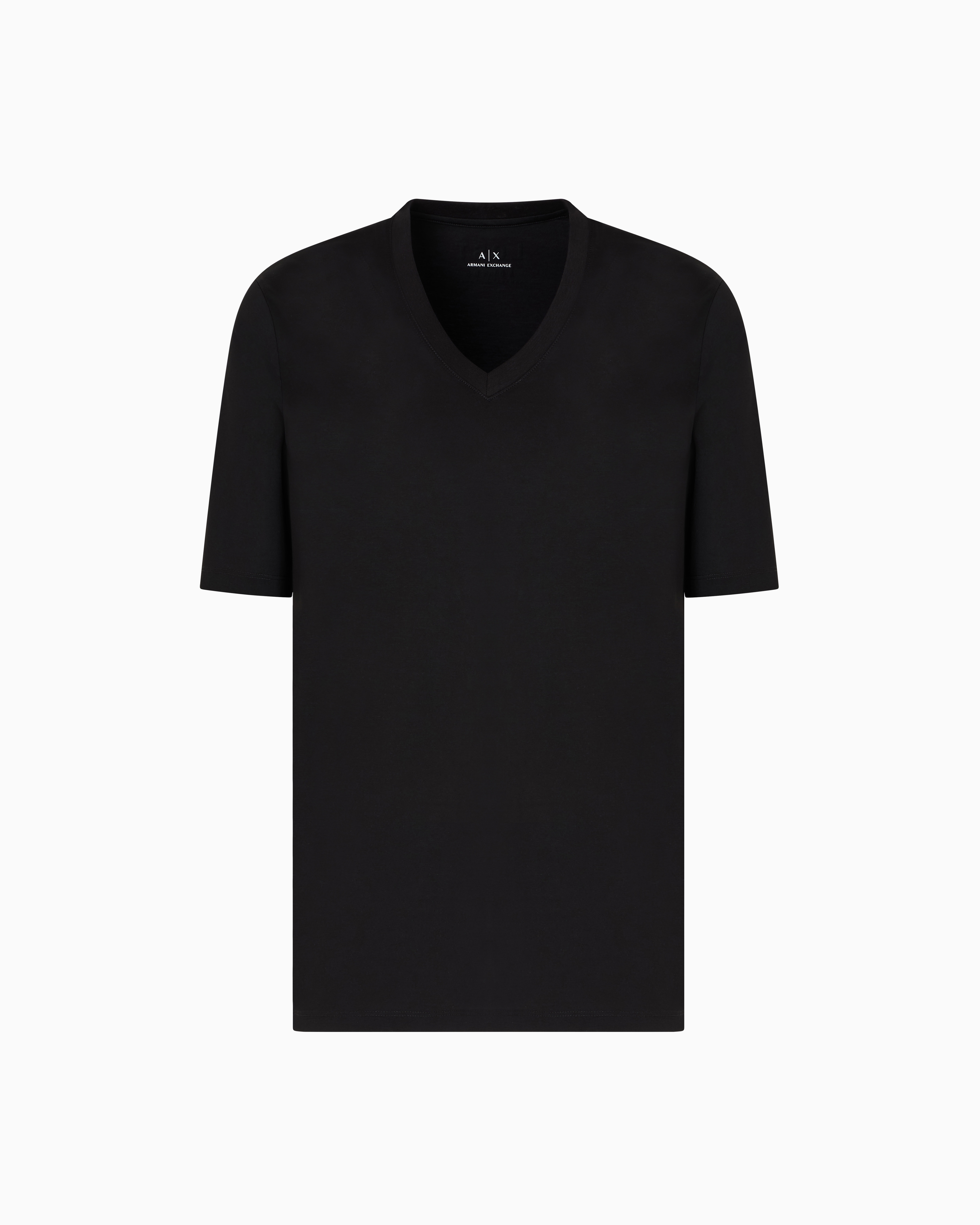 Armani Exchange - Slim fit T-shirt with V-neck, Man, Black, Size: