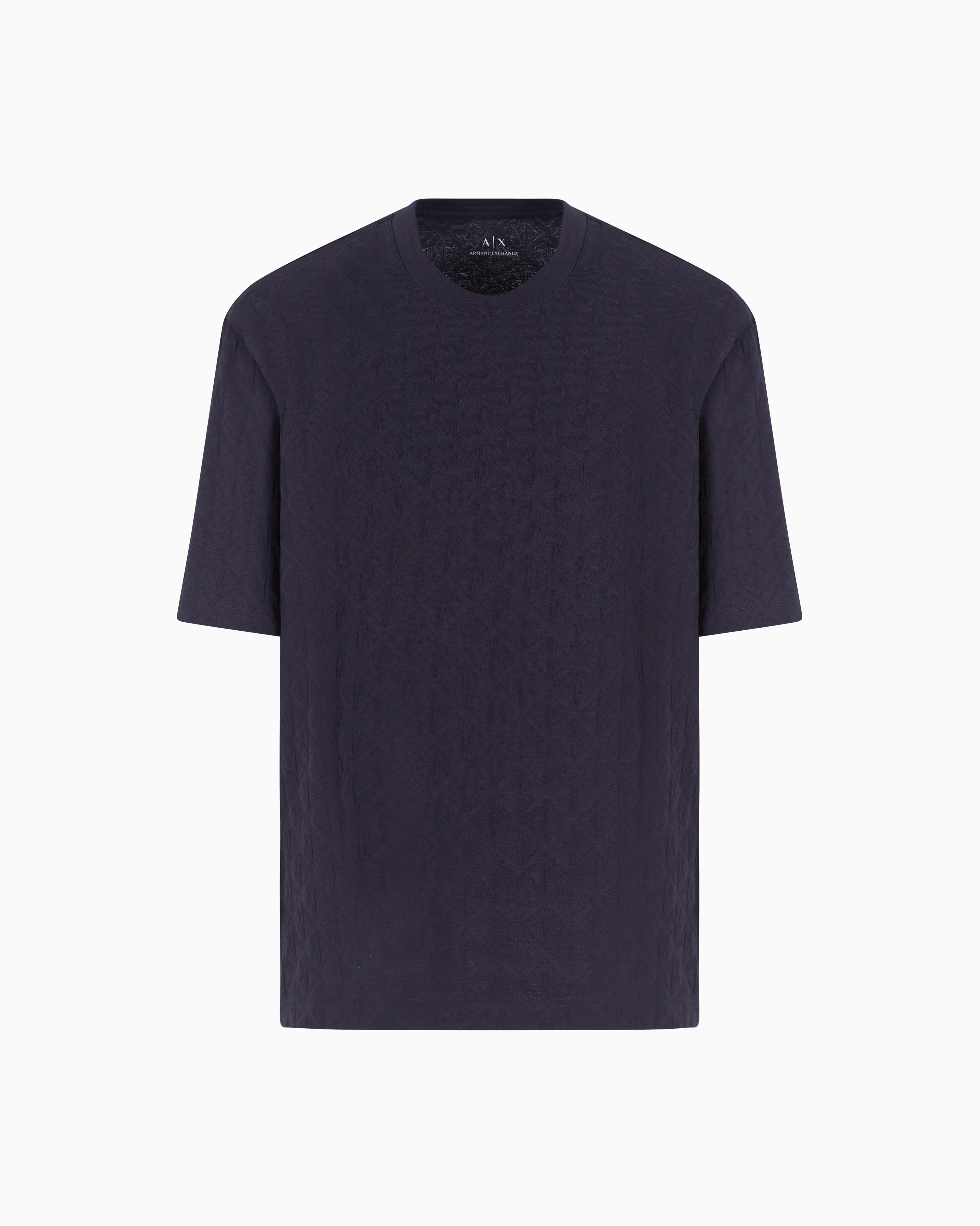 Regular fit cotton T-shirt with tone-on-tone allover logo