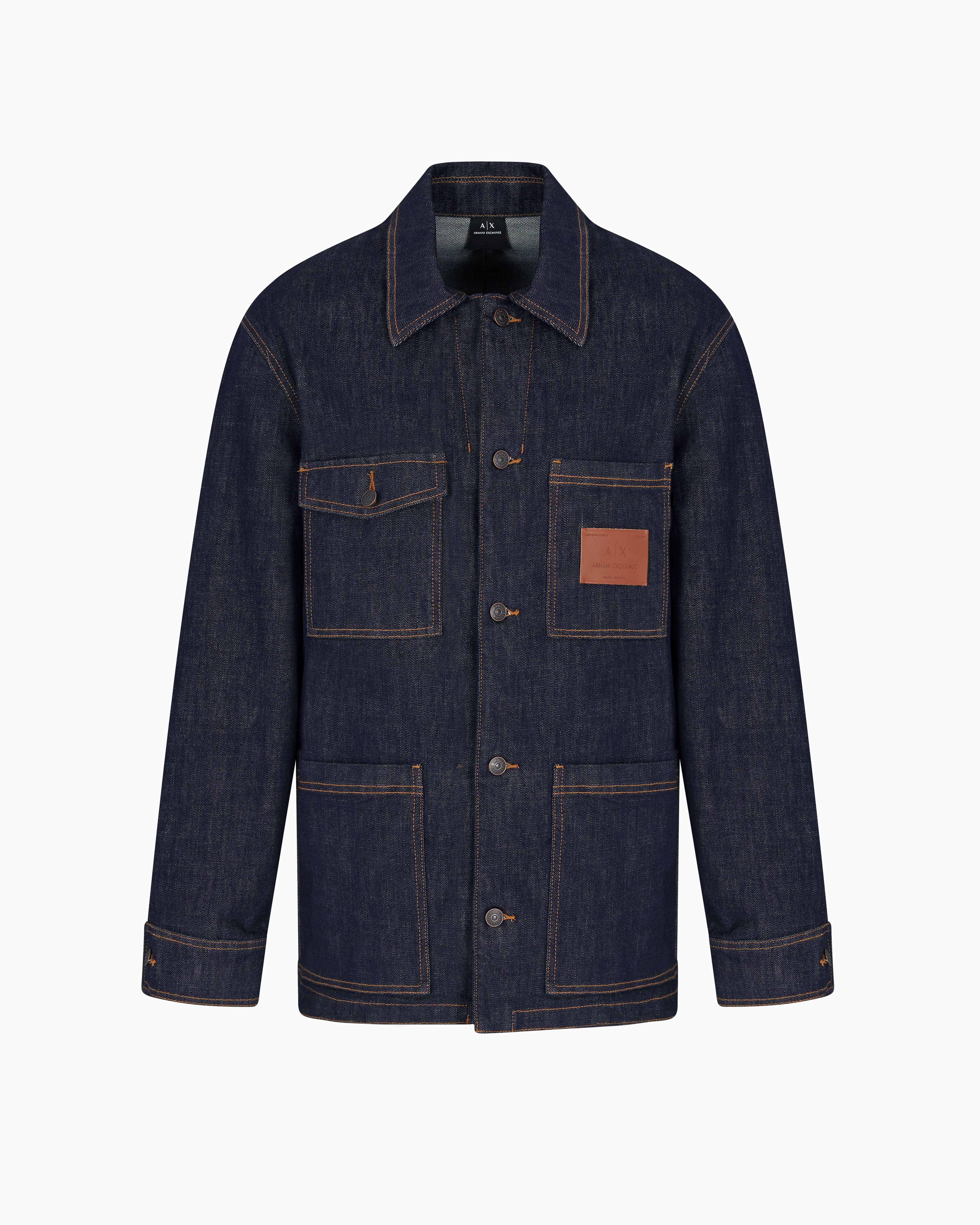 Denim jacket with logo patch