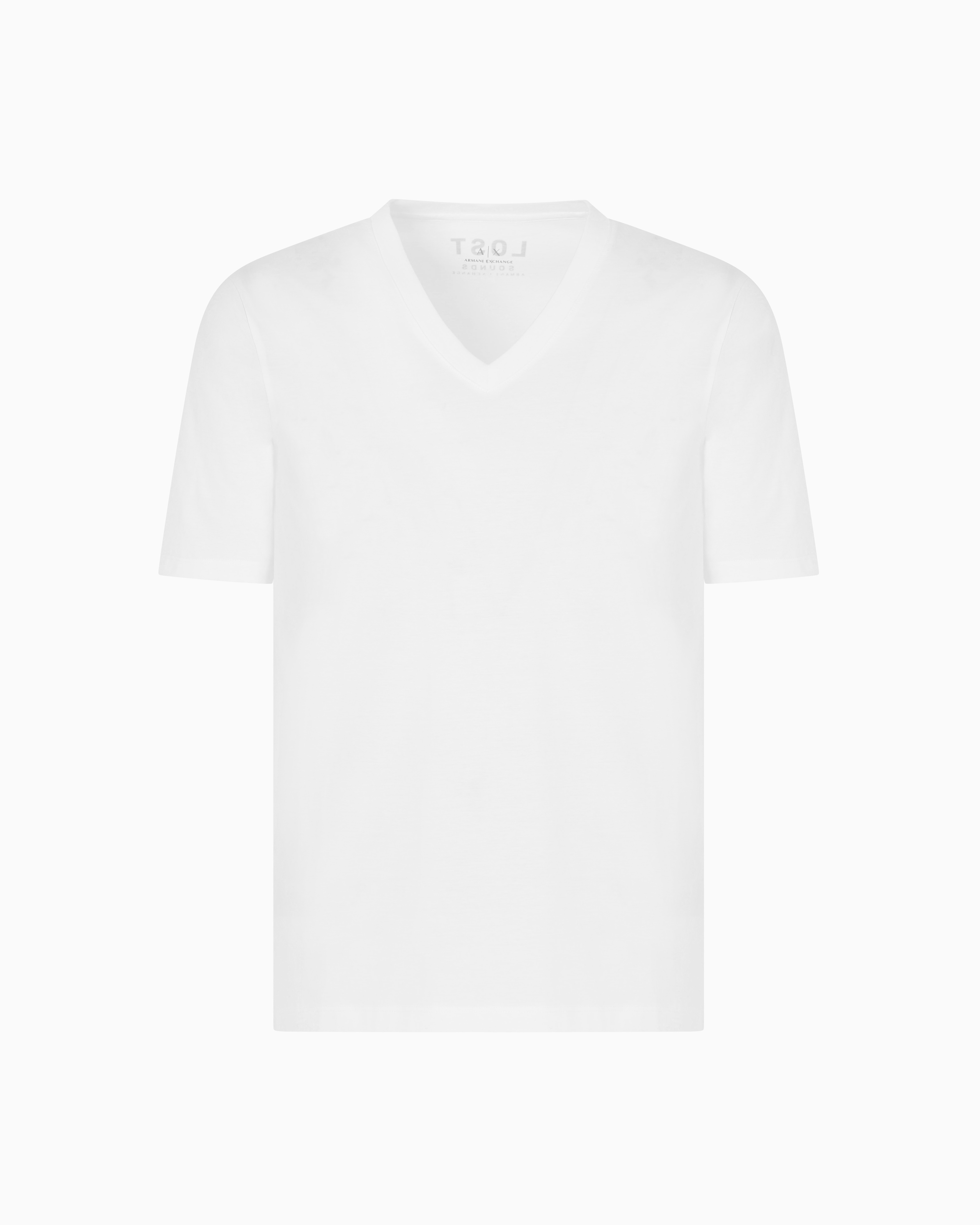 Armani Exchange - Slim fit T-shirt with V-neck, Man, White, Size: