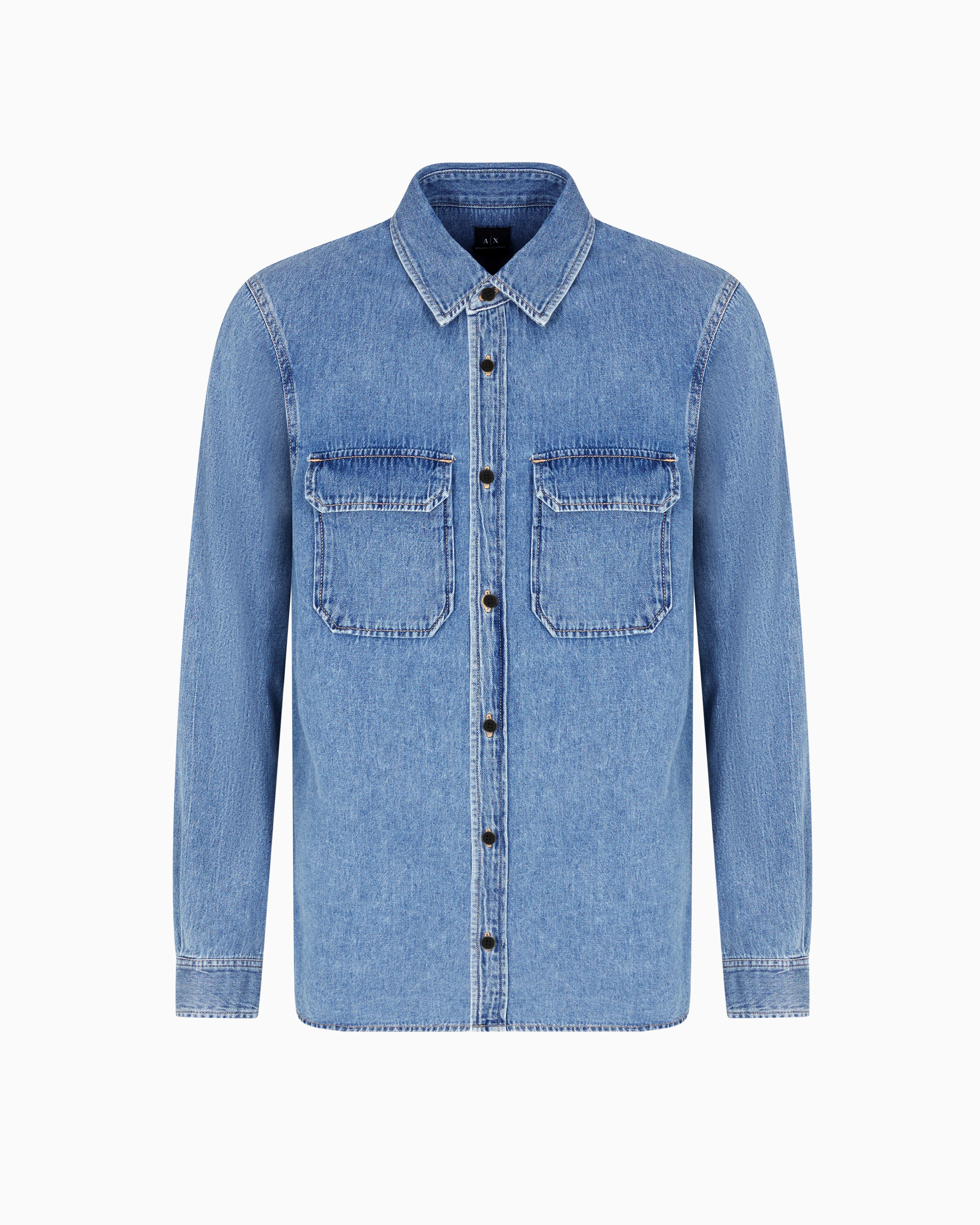 Armani Exchange - Regular fit denim shirt, Man, Blue, Size: