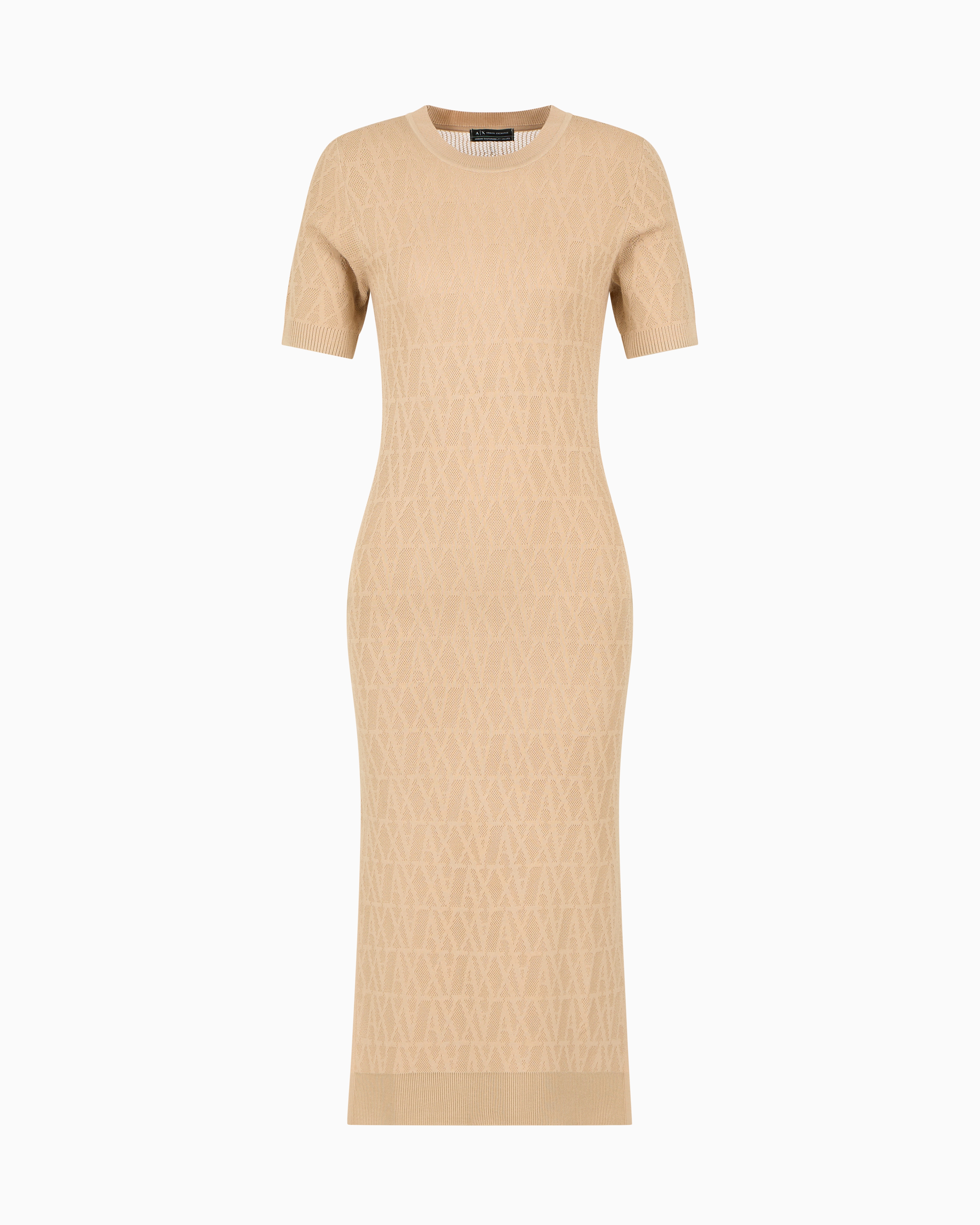 Longuette dress fabric with allover logo