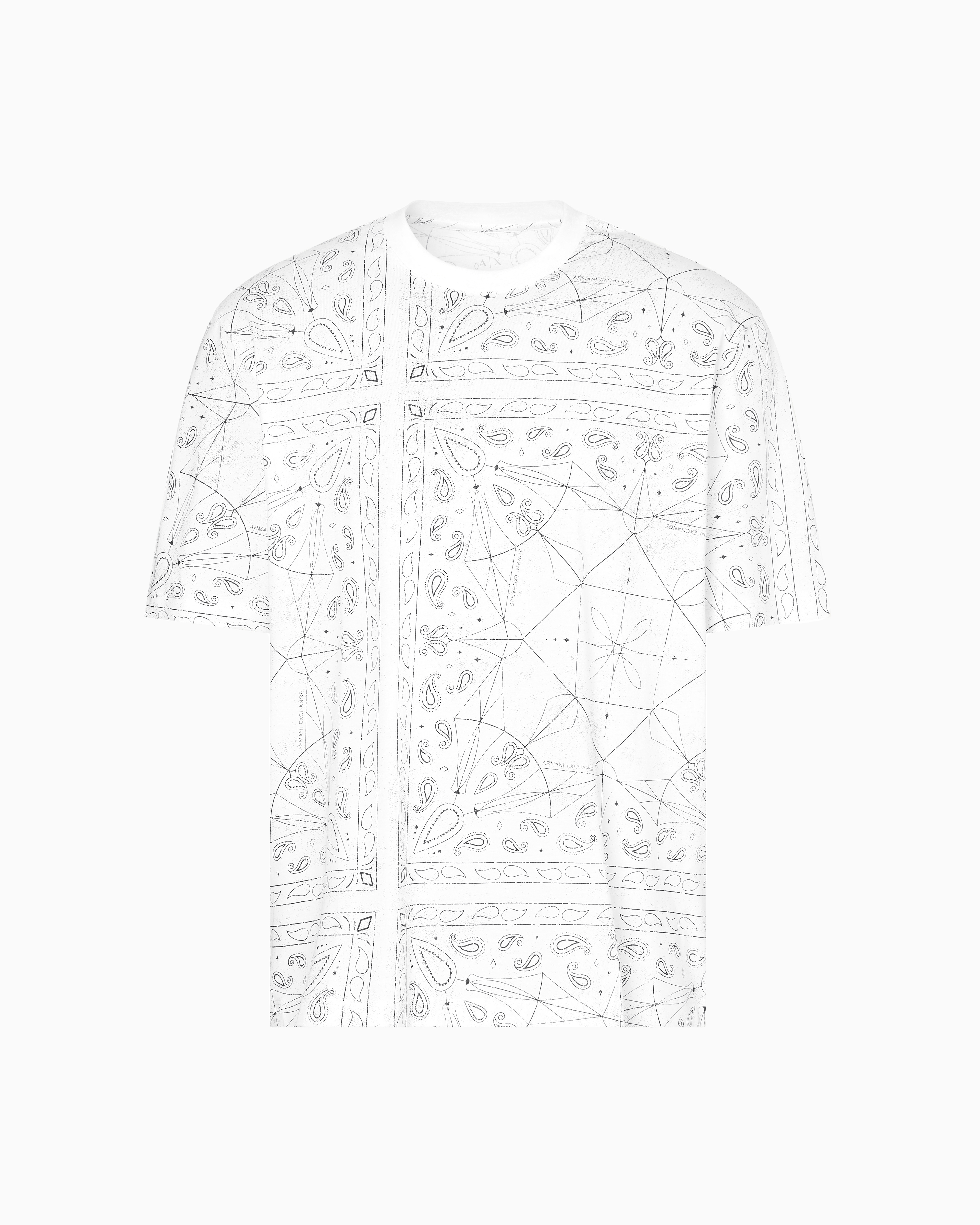 Armani Exchange - Regular fit kaleidoscope patterned t-shirt, Man, White, Size: M