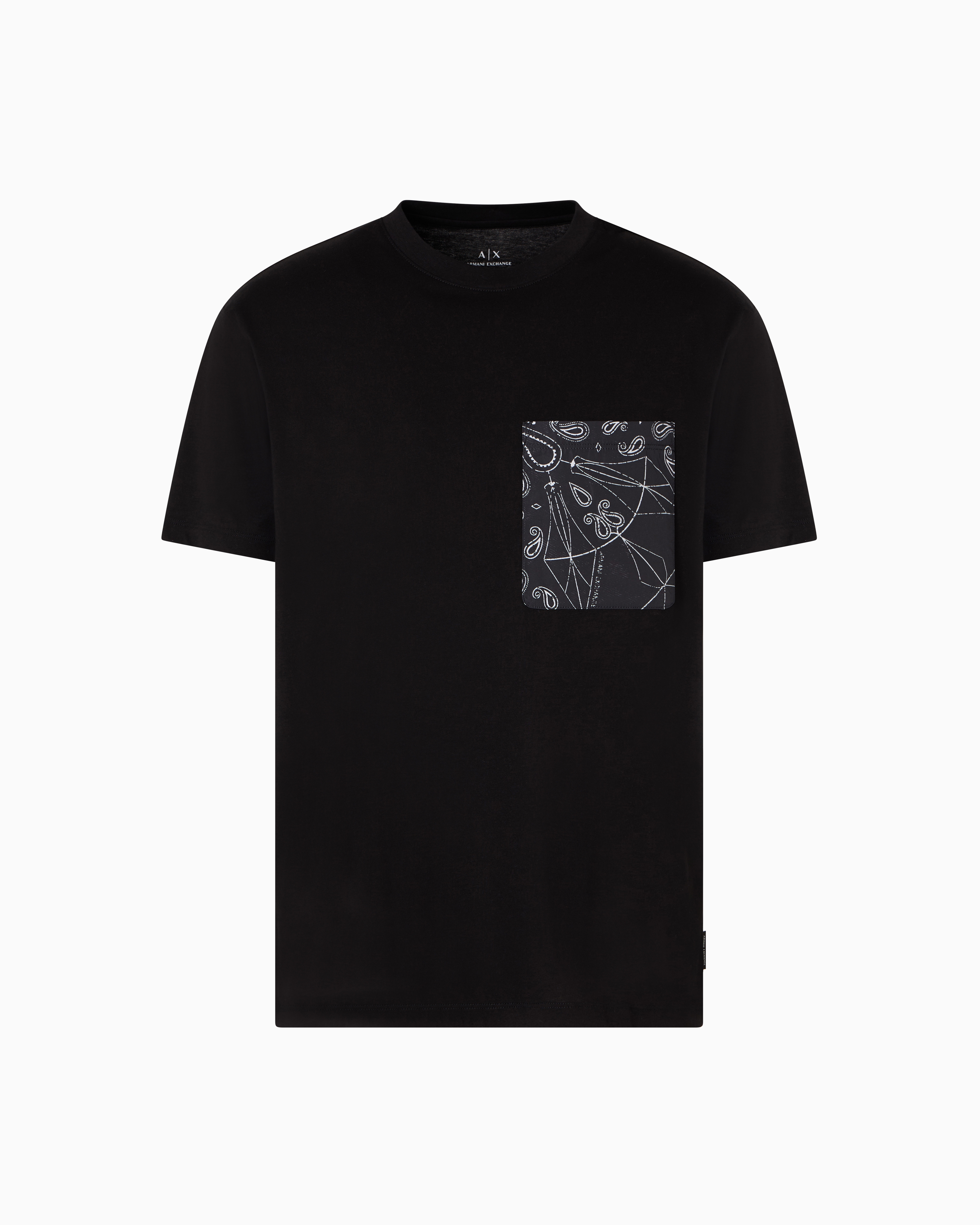 Armani Exchange - Regular fit T-shirt with patterned pocket, Man, Black, Size: M