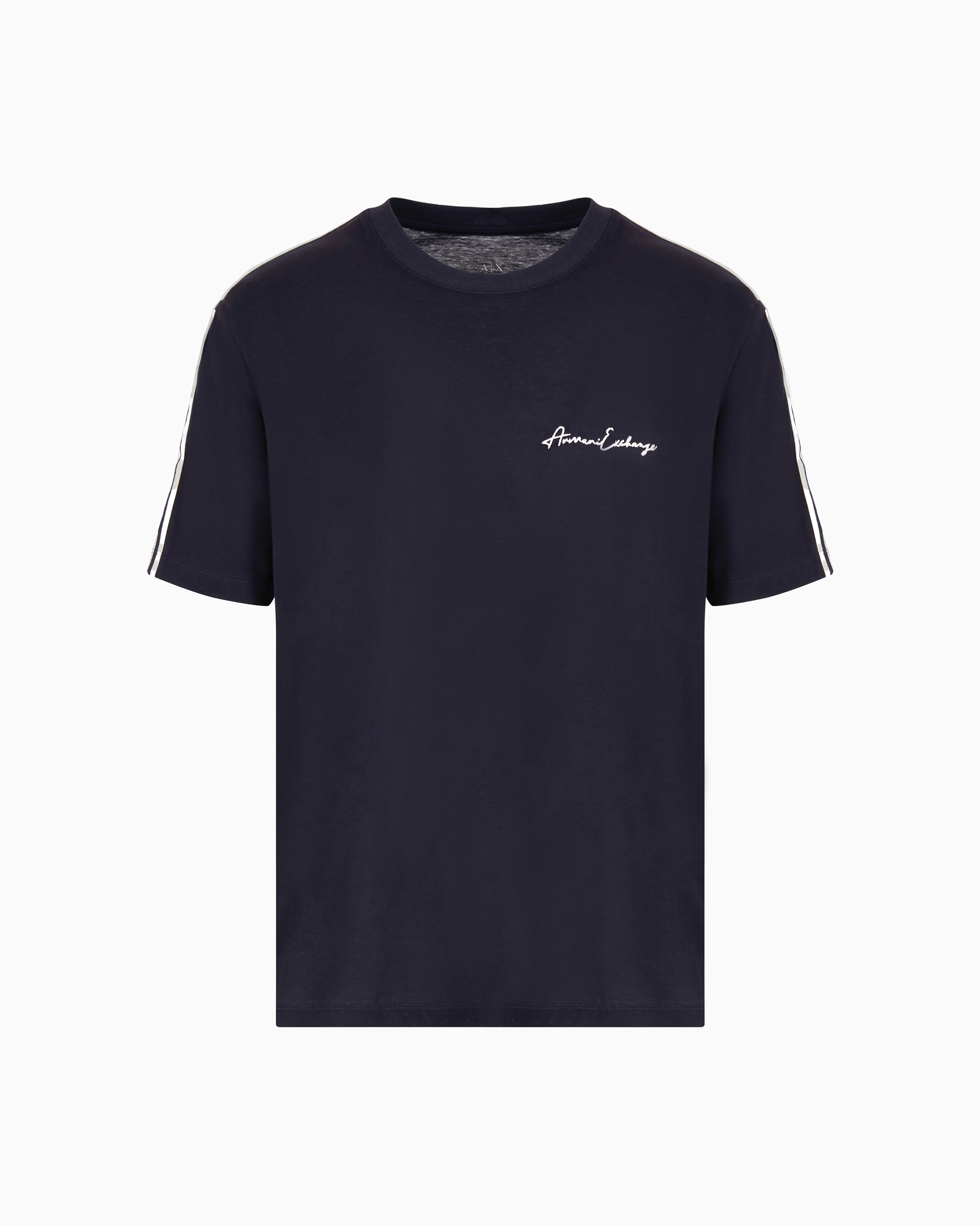Armani Exchange - Logo Signature Crewneck T-Shirt, Man, Navy Blue, Size: