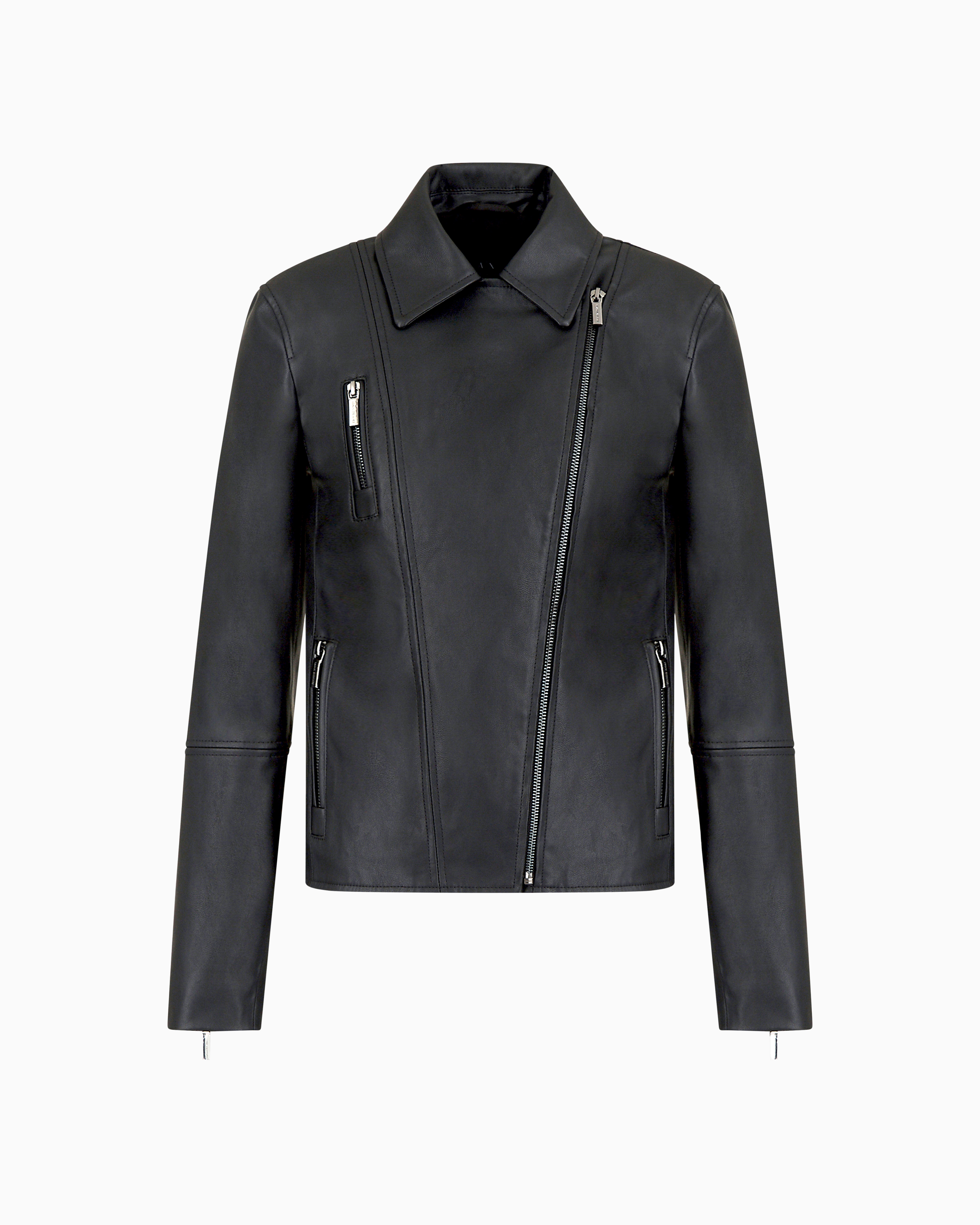 Armani Exchange - Coated faux leather jacket with side zip, Woman, Black, Size: