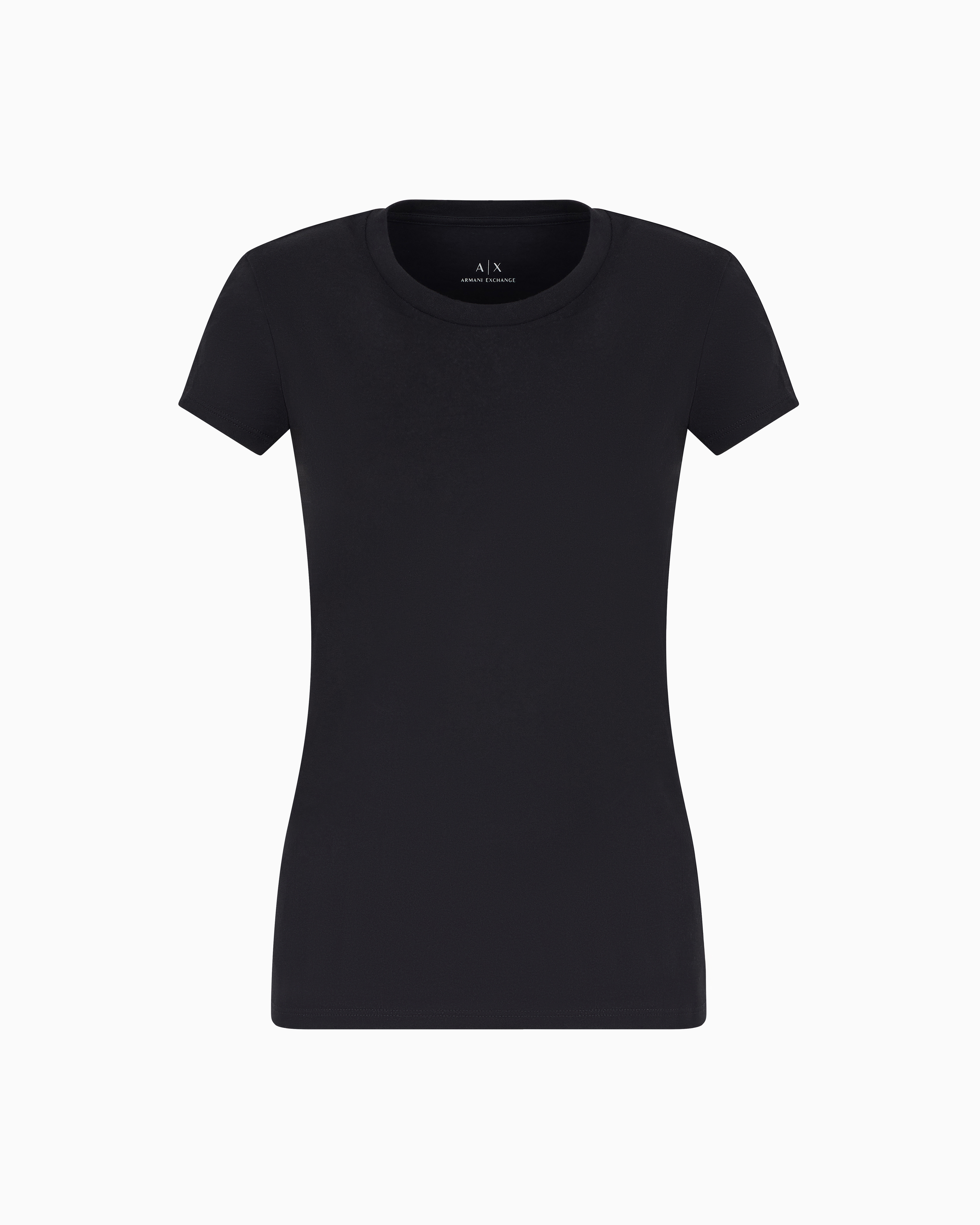Armani Exchange - Slim fit T-shirt pima cotton jersey, Woman, Black, Size: