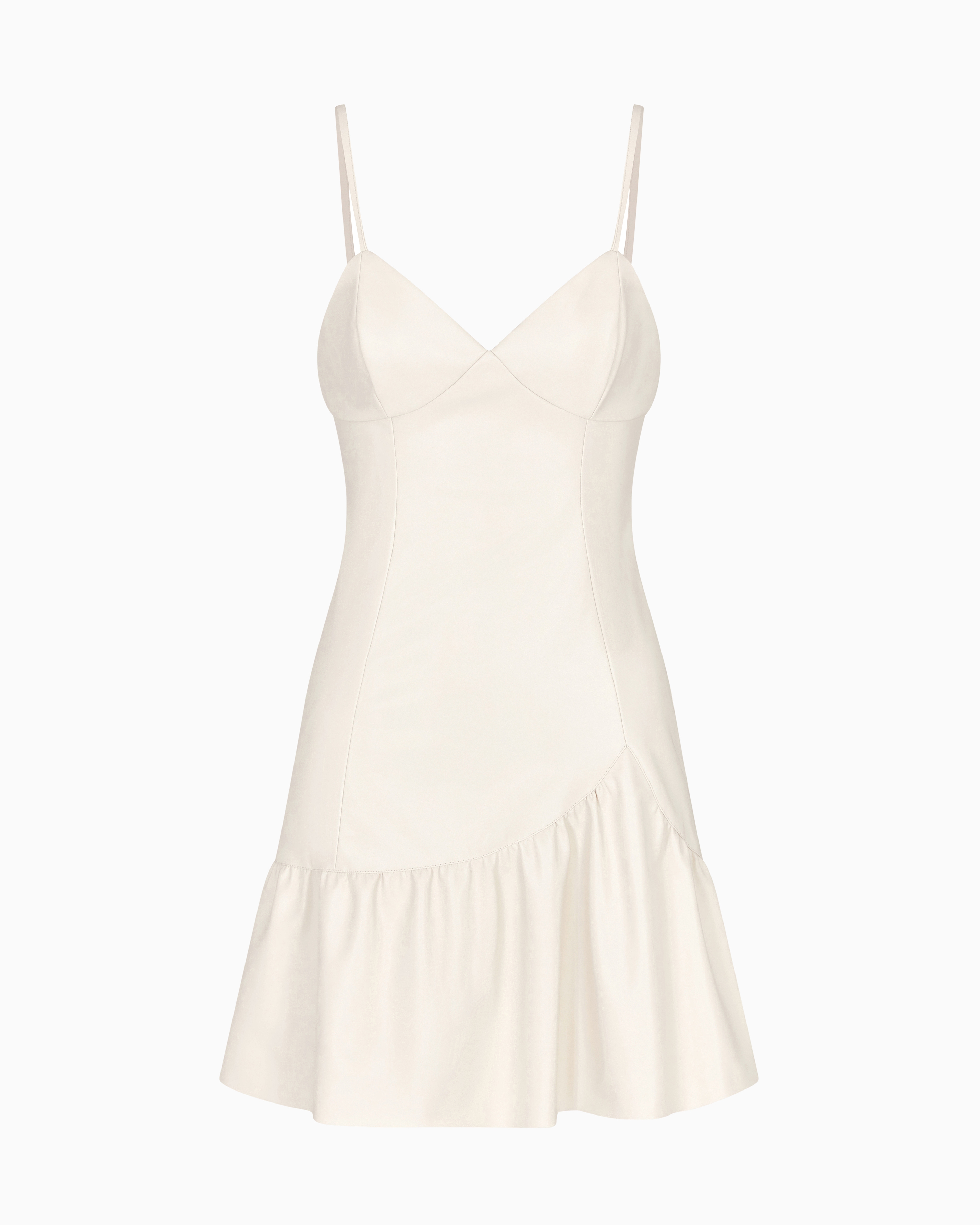 ASV Faux Leather Short Dress with Ruffles