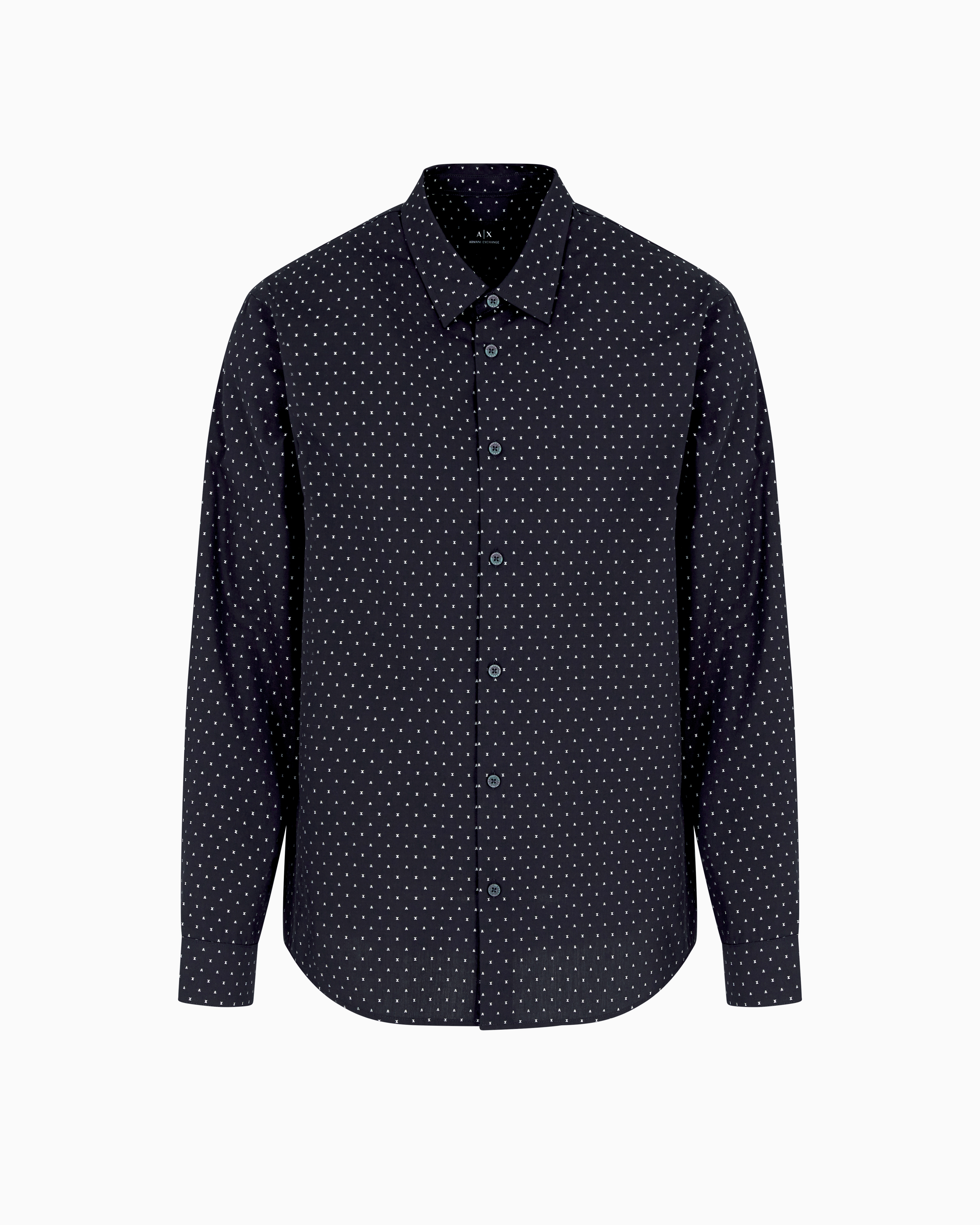 Armani Exchange - Regular fit cotton jacquard shirt, Man, Blue, Size: