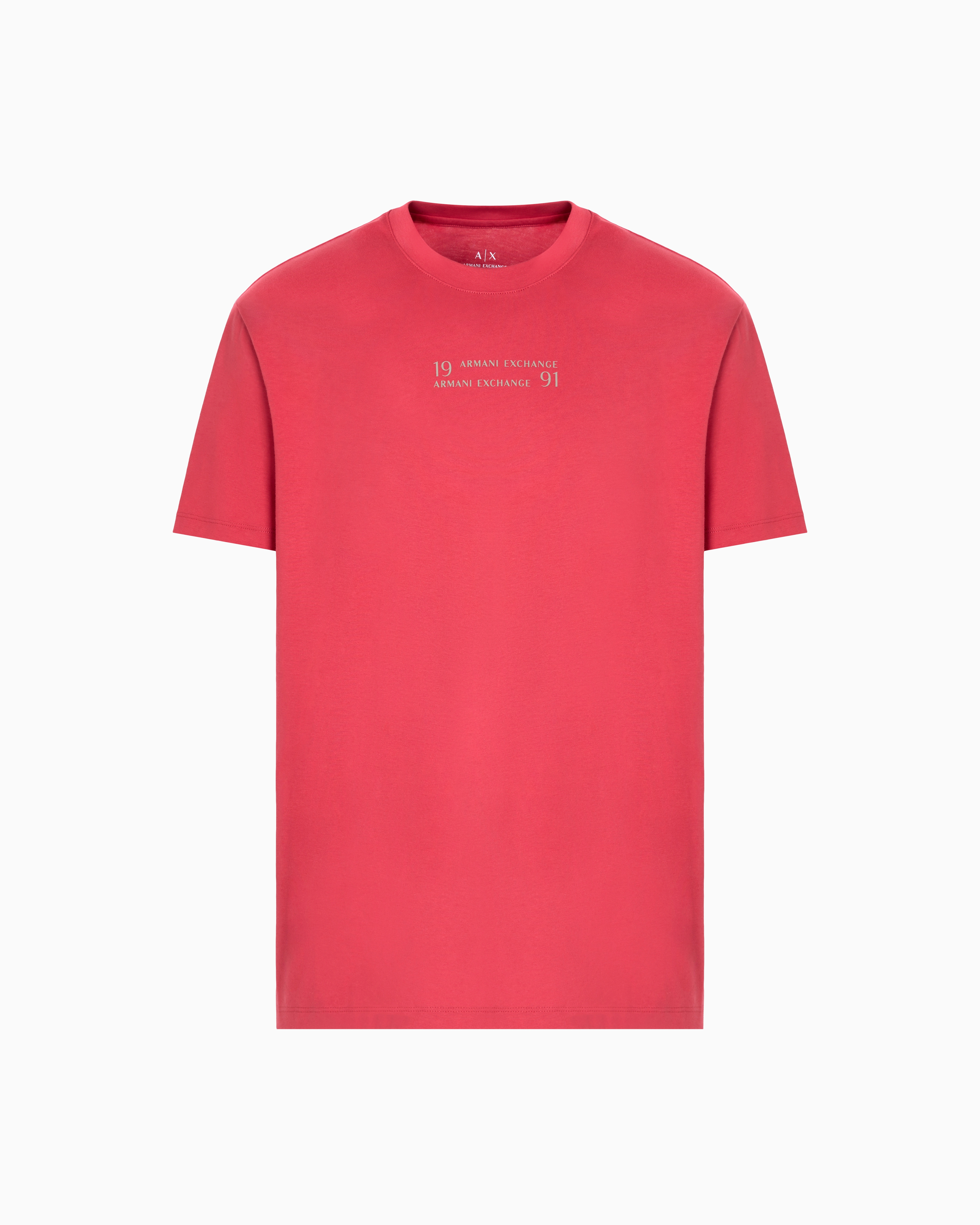 Armani Exchange - Regular fit T-shirt with logo lettering, Man, Red, Size: