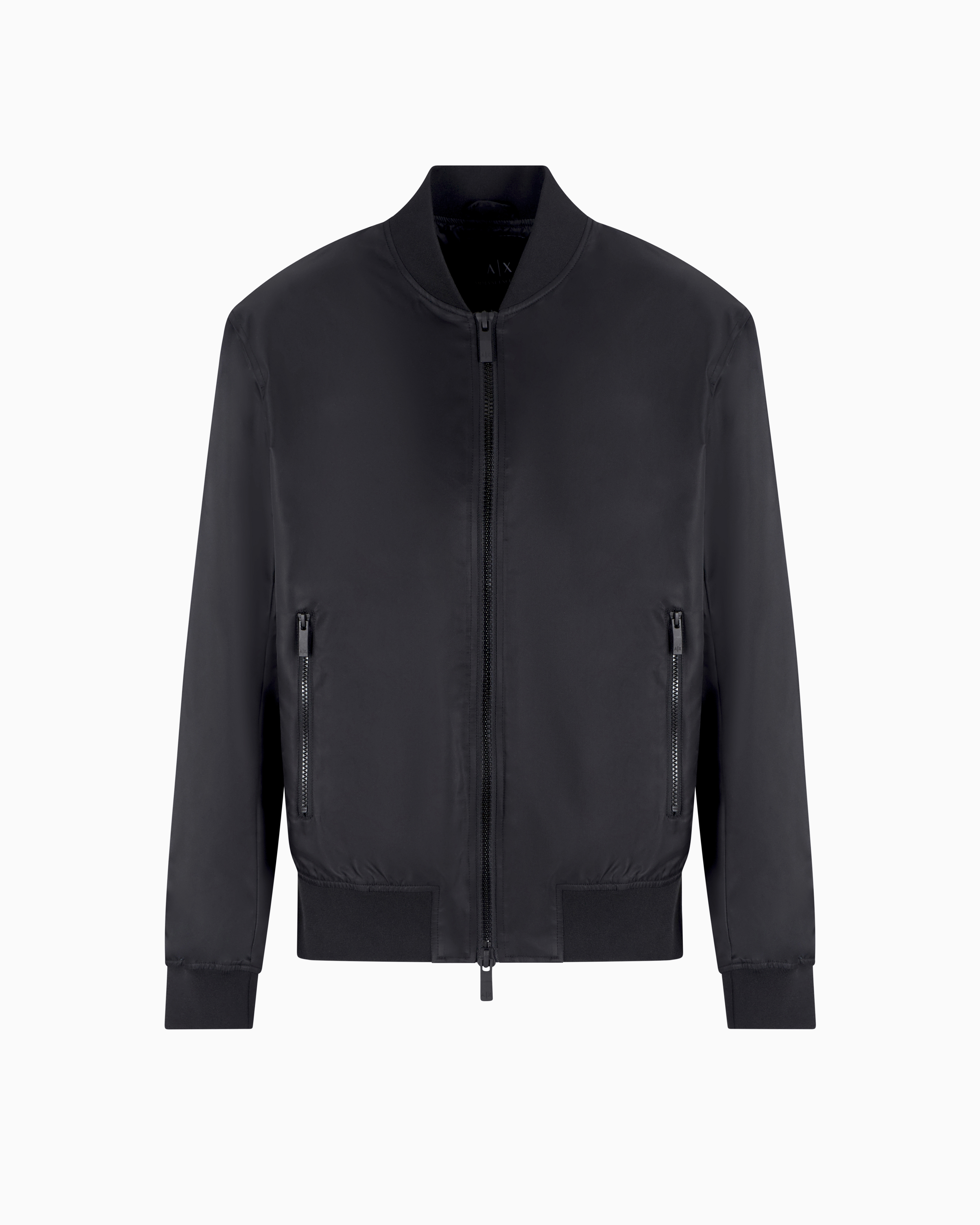 Satin bomber jacket with blurred back logo