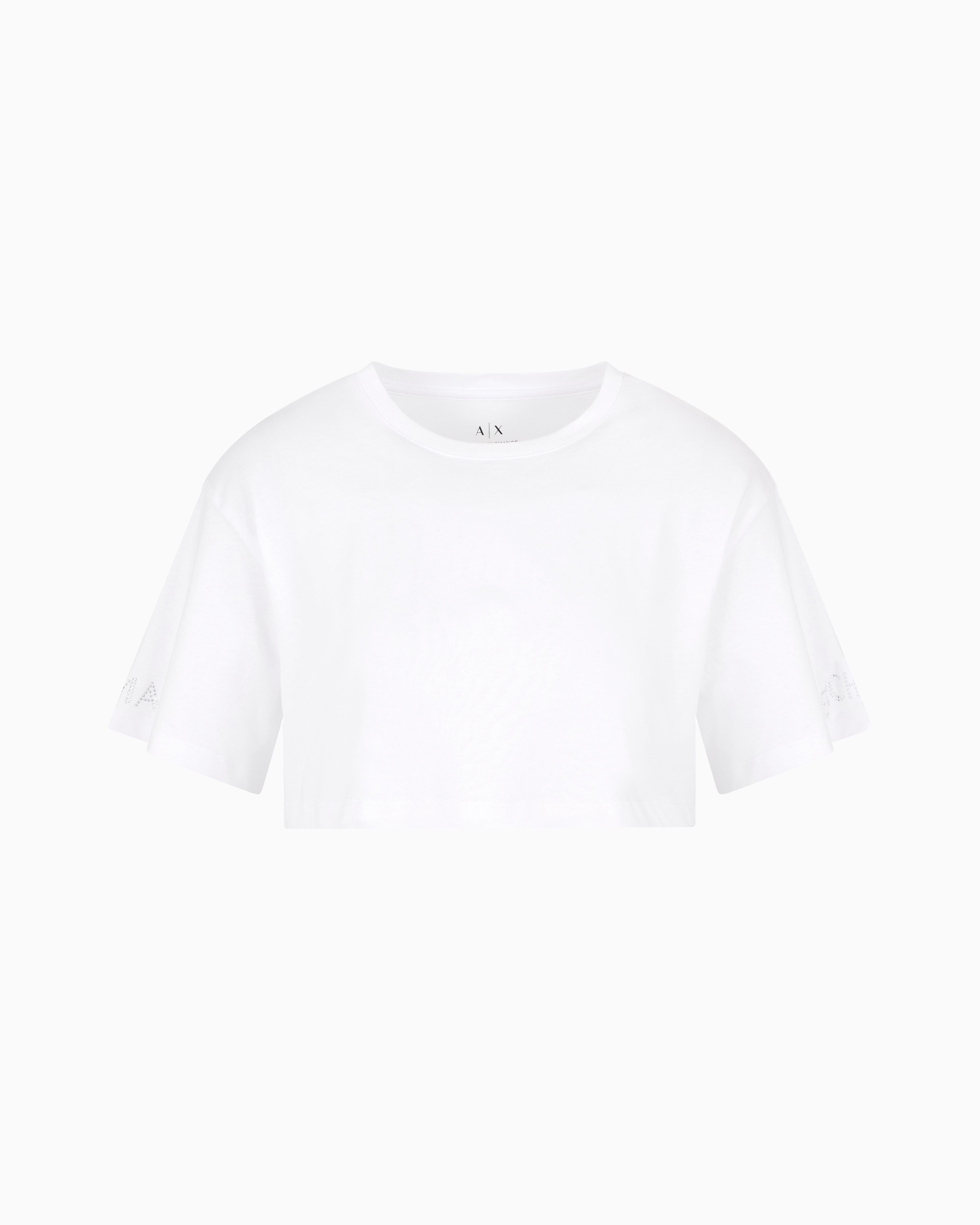 Cropped T-shirt with logo on the sleeves