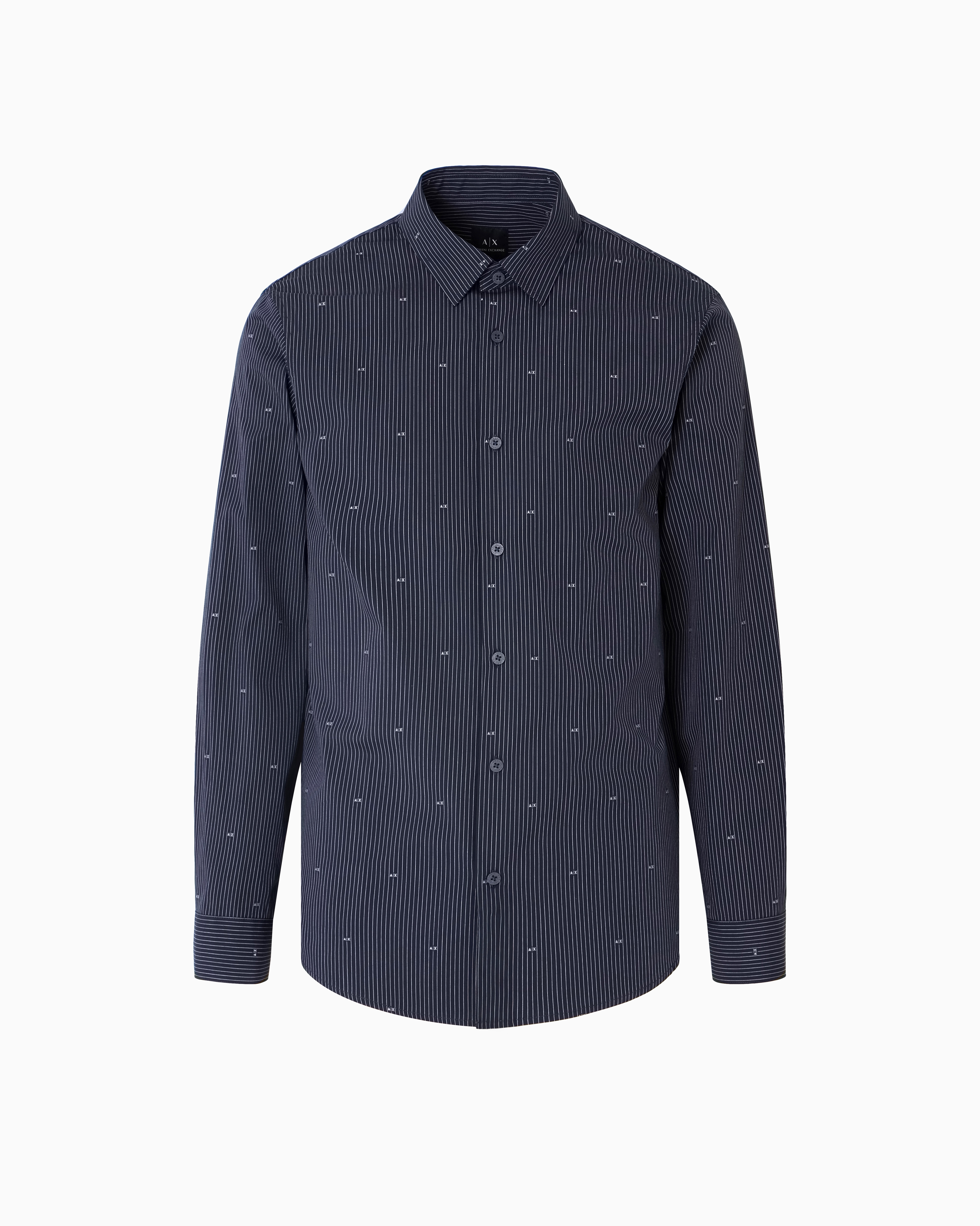 Armani Exchange - Regular fit cotton jacquard shirt, Man, Navy Blue, Size: