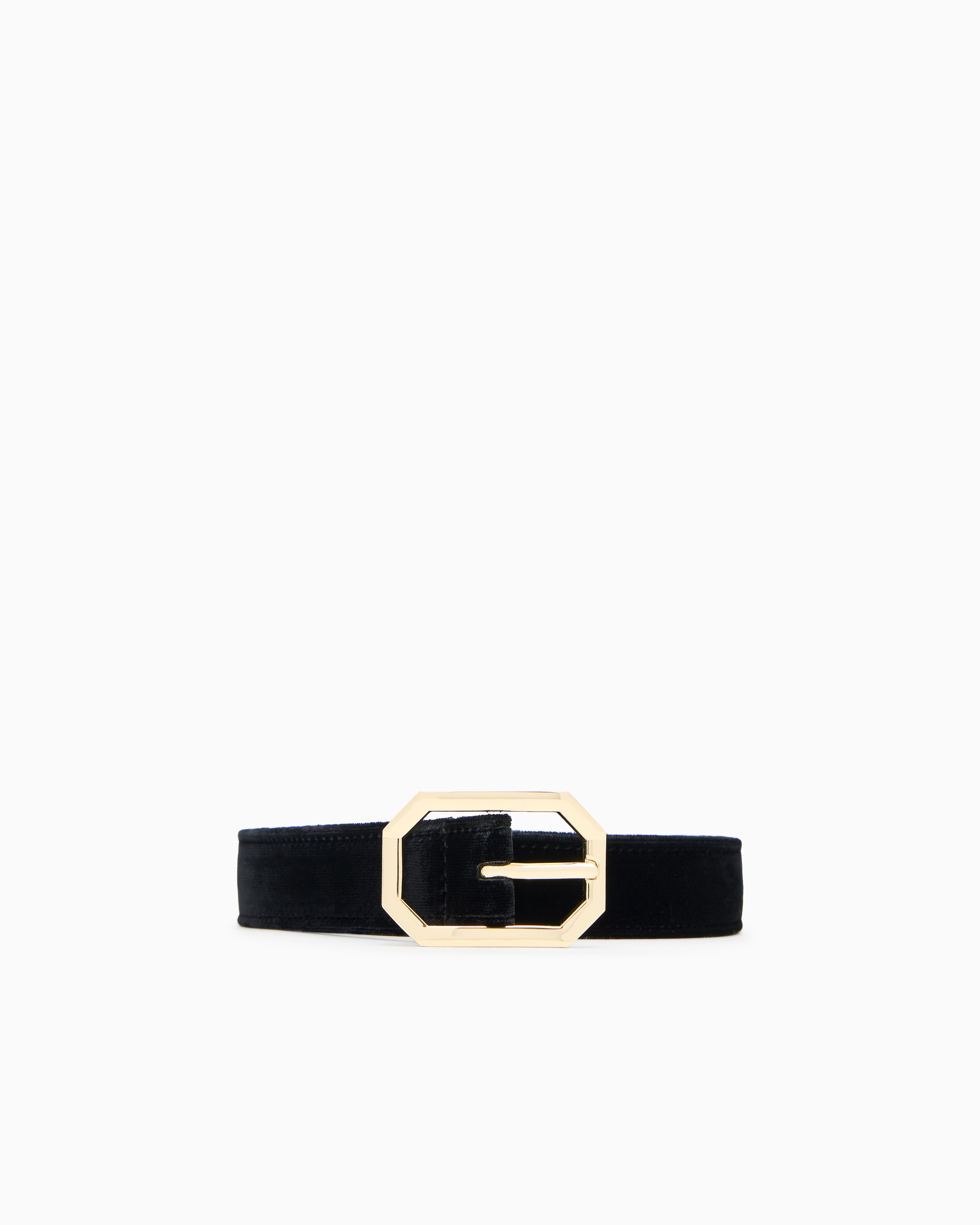 Emporio Armani Black Smooth Velvet Belt With Buckle
