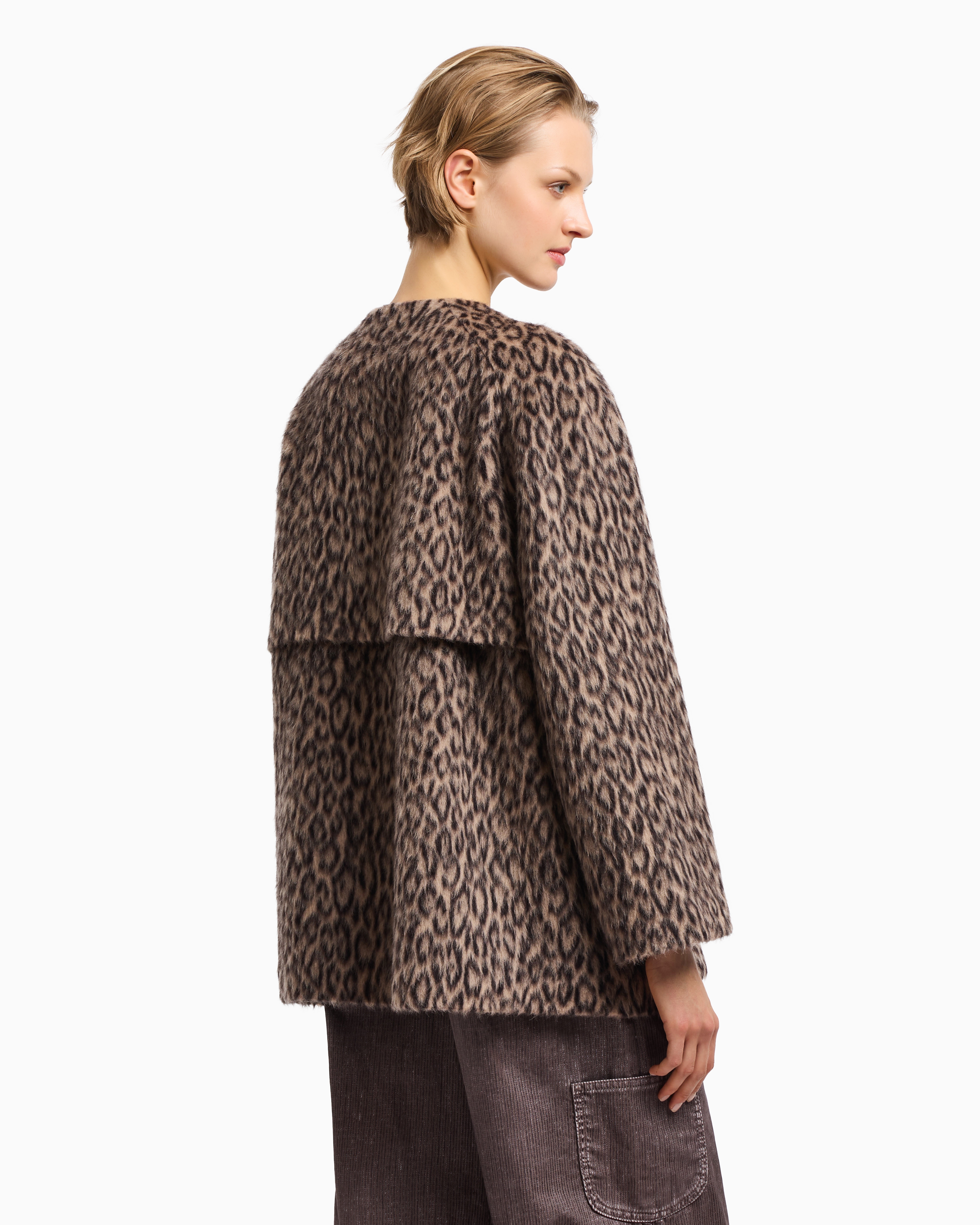 Emporio Armani ブラック ピーコート EMPORIO ARMANI ブラック ウール ピーコート