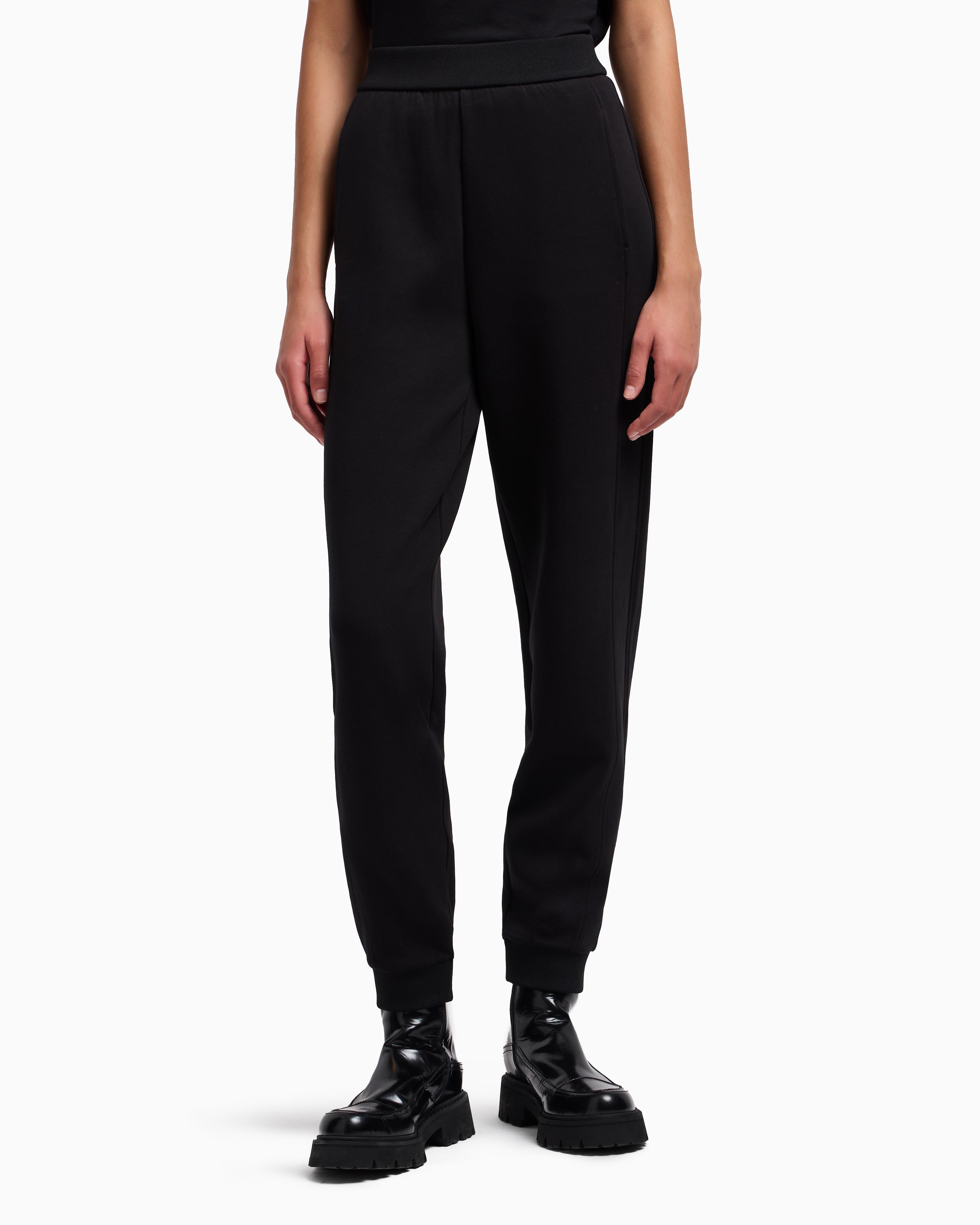 Emporio Armani - ASV Travel Essentials capsule collection double-jersey joggers, Woman, Black, Size: