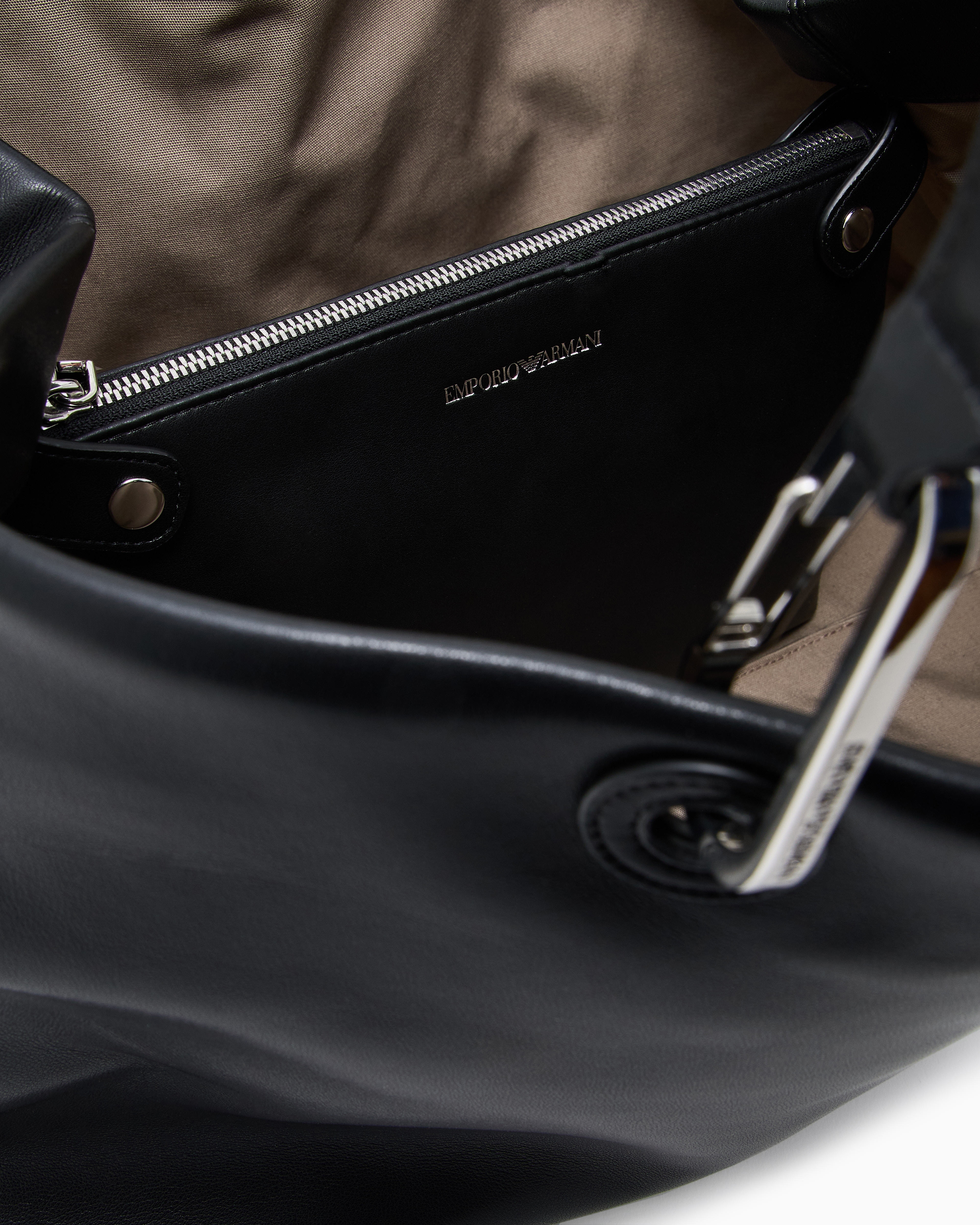 Emporio Armani - Large nappa leather MyEA shopper bag, Woman, Black, Size: TU