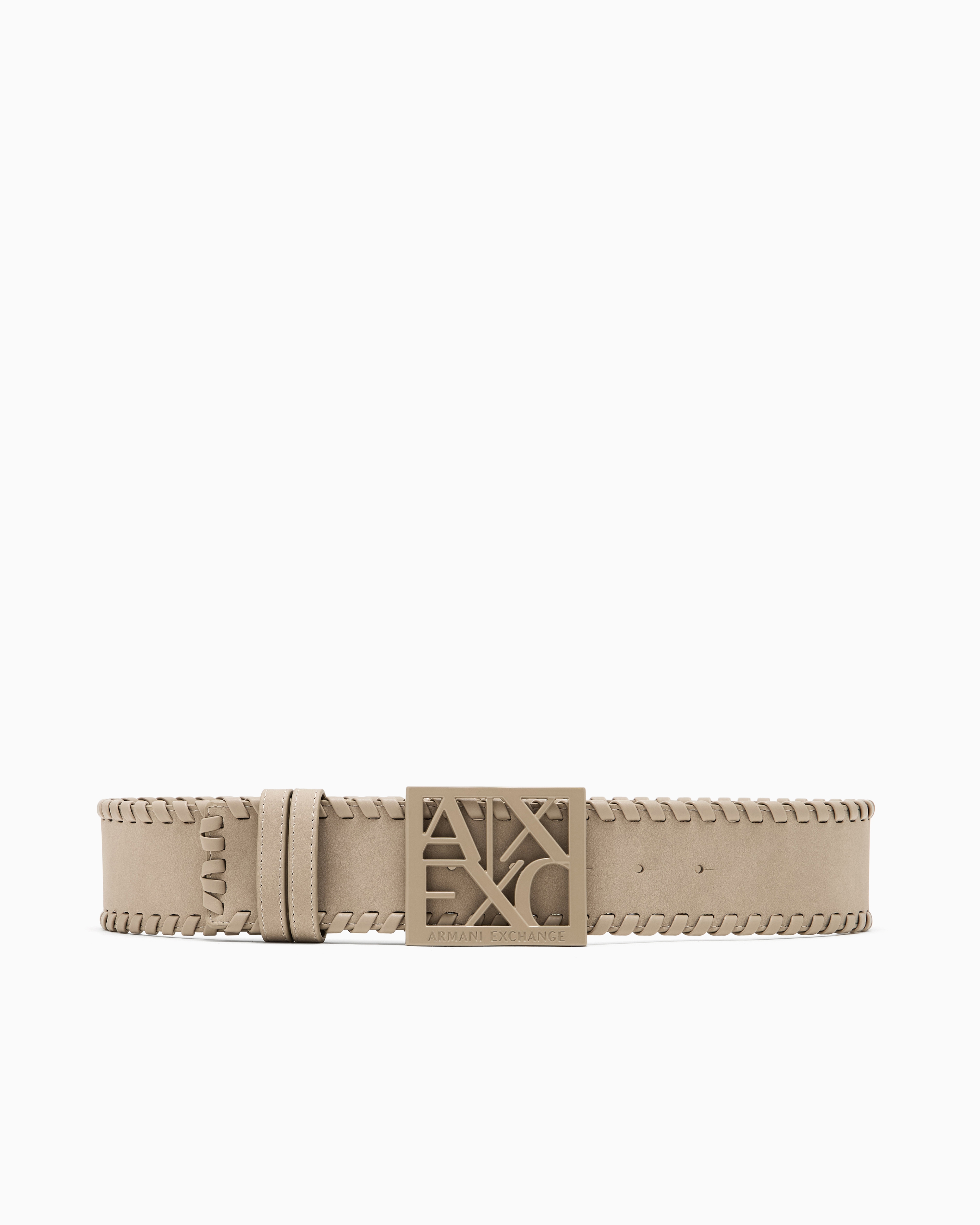 Suede belt with logo