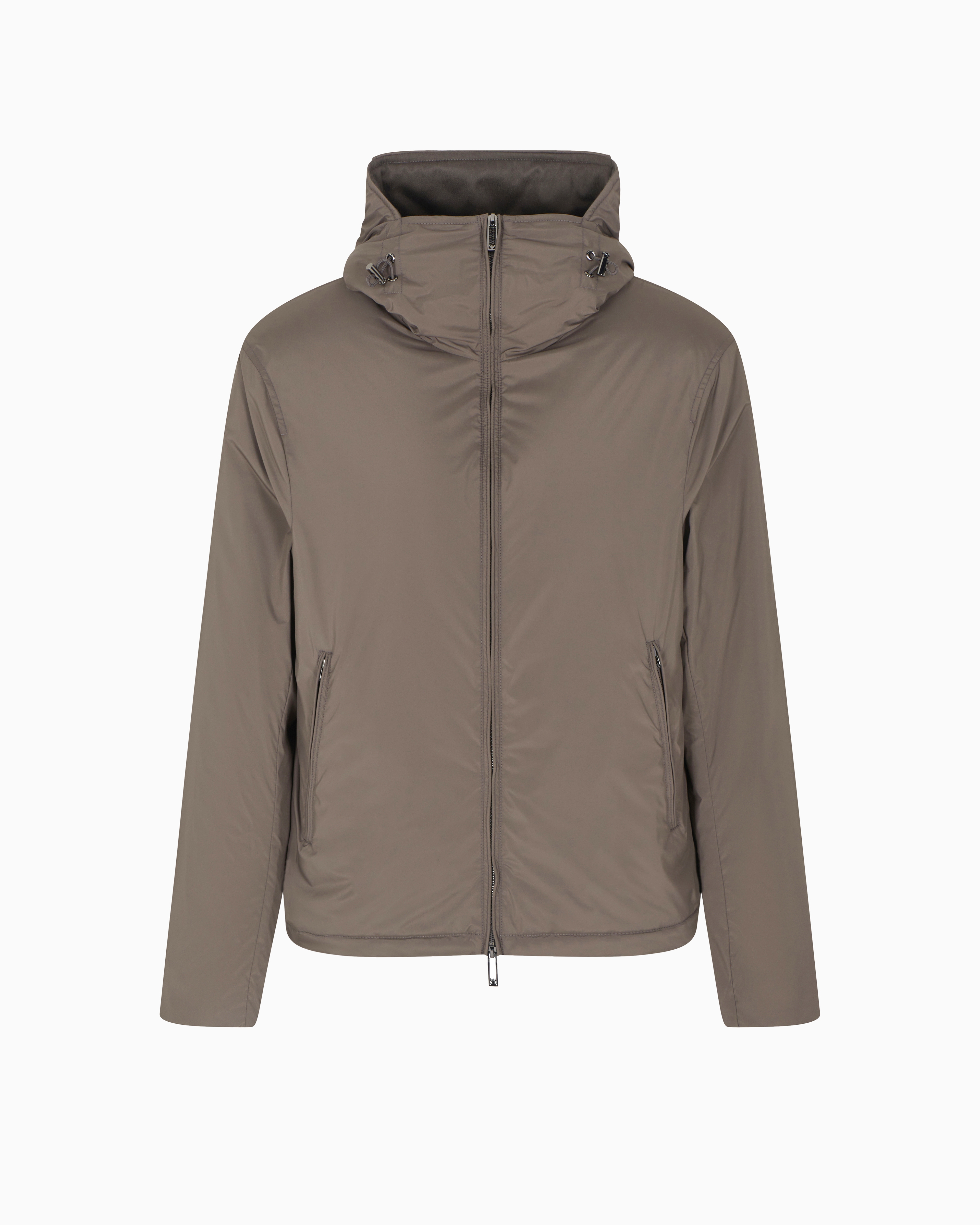 Emporio Armani - Travel Essentials water-repellent nylon hooded jacket, Man, Grey, Size: