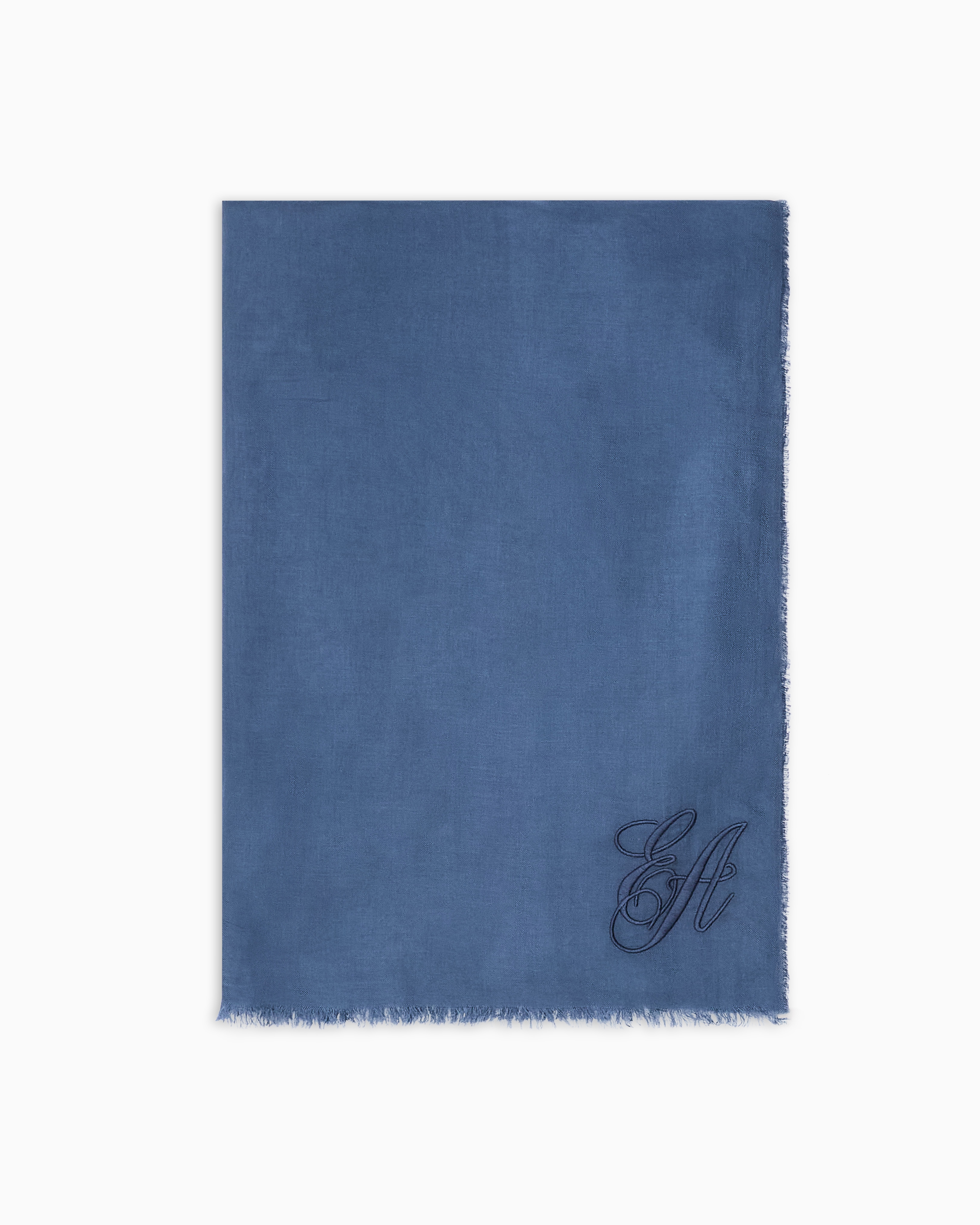 Emporio Armani - Oversized modal stole with EA signature embroidery, Woman, Light Blue, Size: TU