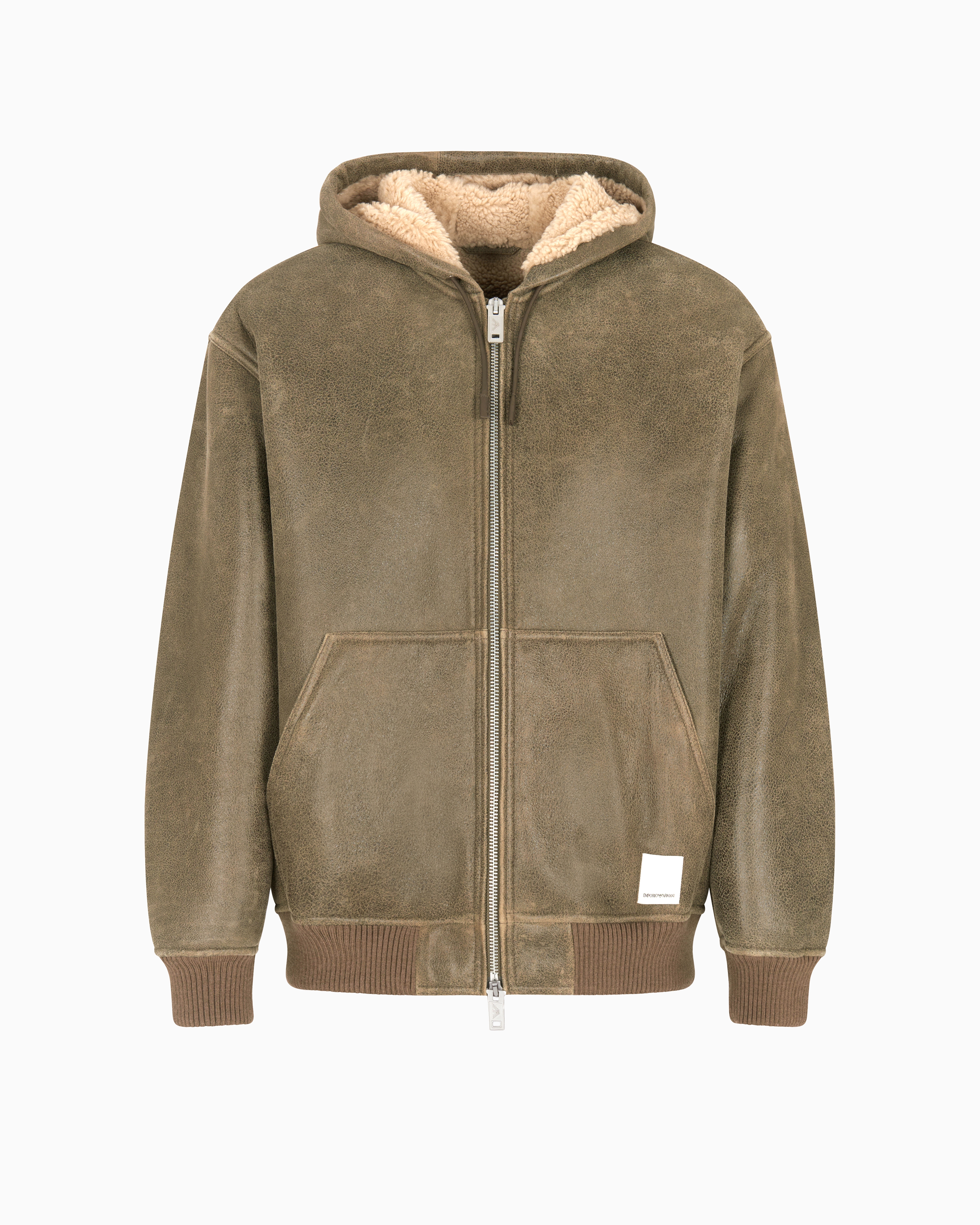 Emporio Armani - New York Capsule Collection lamb shearling oversized-fit blouson, Man, Beige, Size: