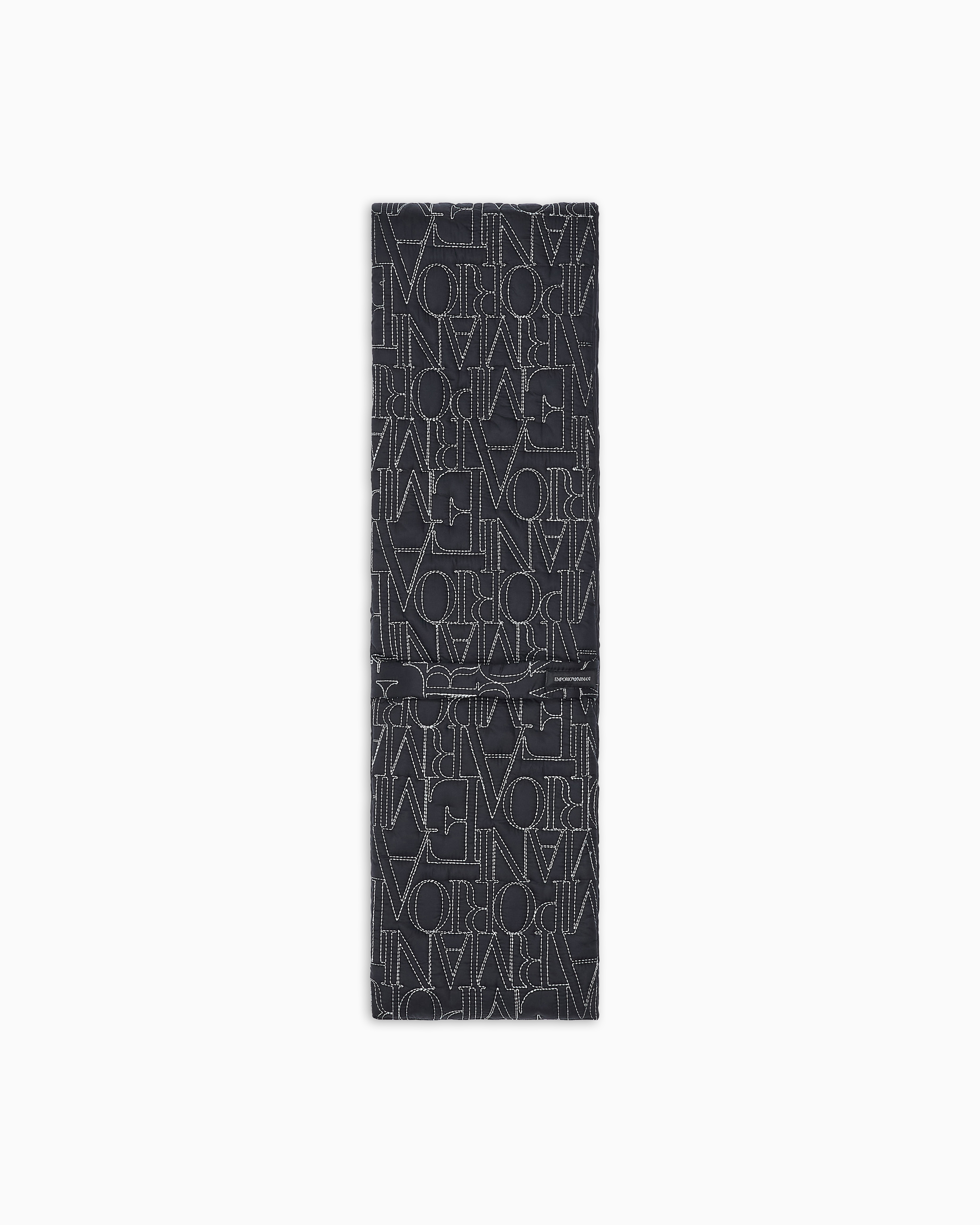 Emporio Armani - Nylon scarf with embroidered logo, Woman, Black, Size: TU