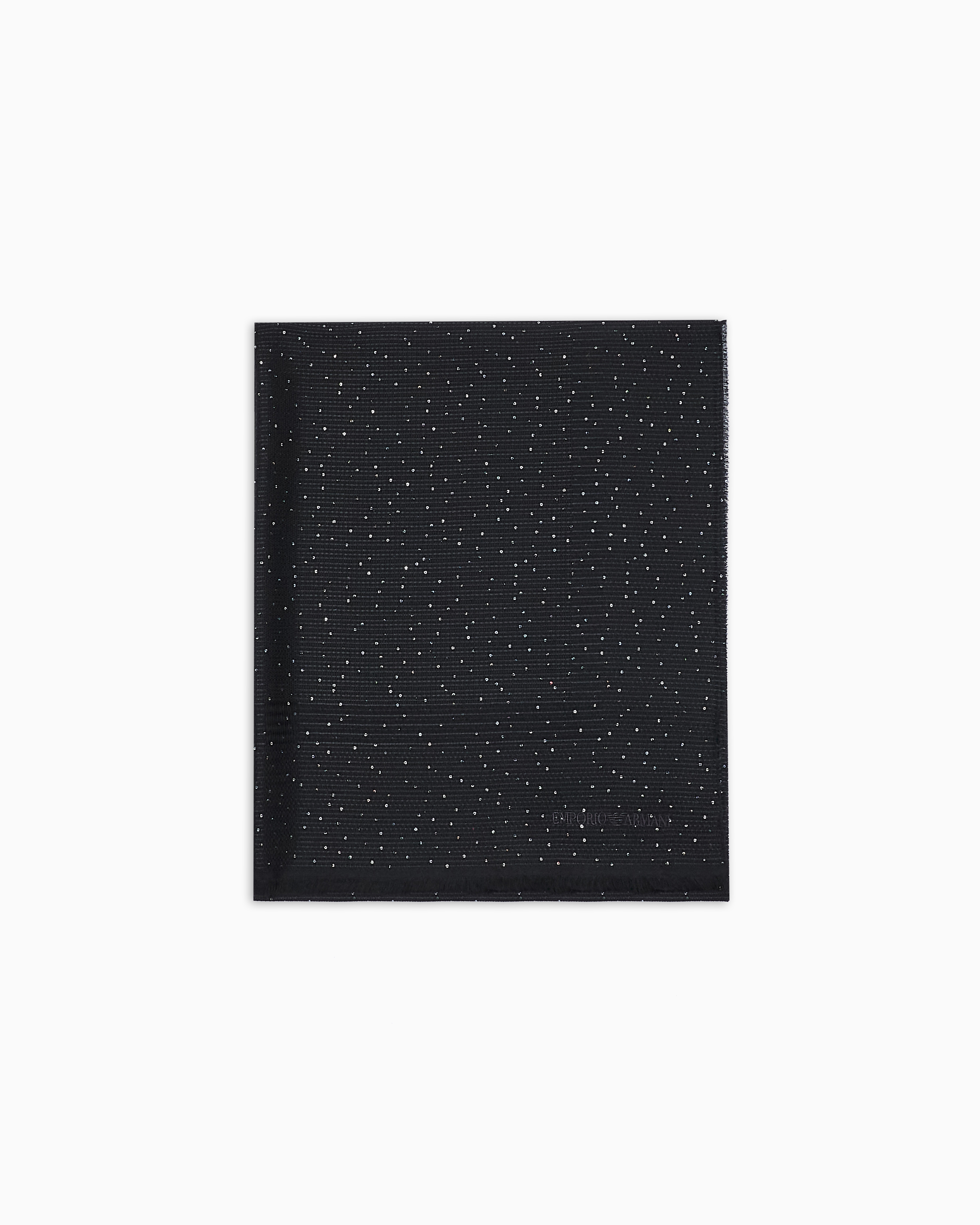 Emporio Armani - Sequined stole with logo embroidery, Woman, Black, Size: TU